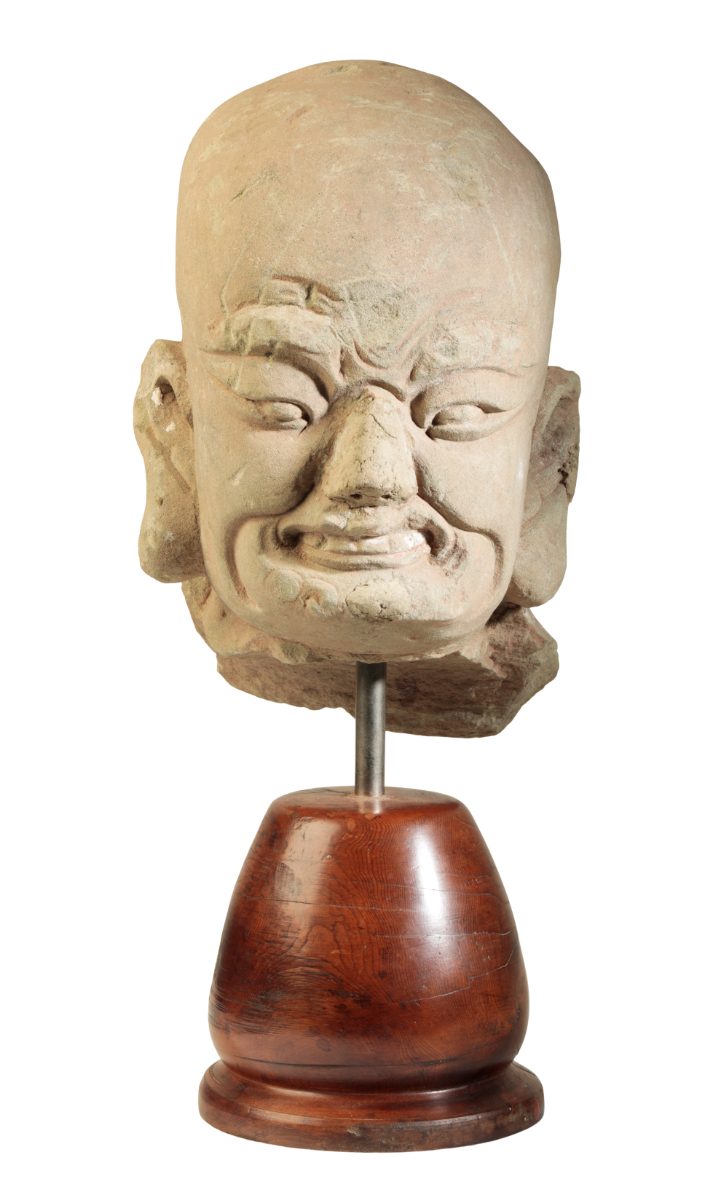 A CHINESE SANDSTONE HEAD OF A LOHAN 3ae34d