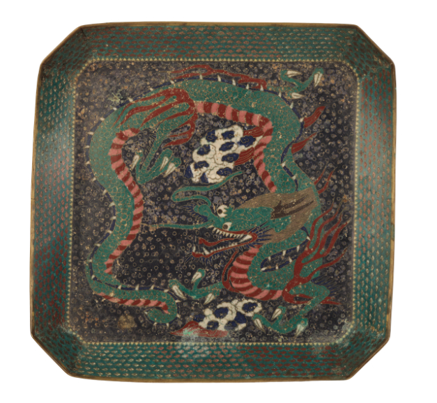 A JAPANESE CLOISONNE CANTED SQUARE