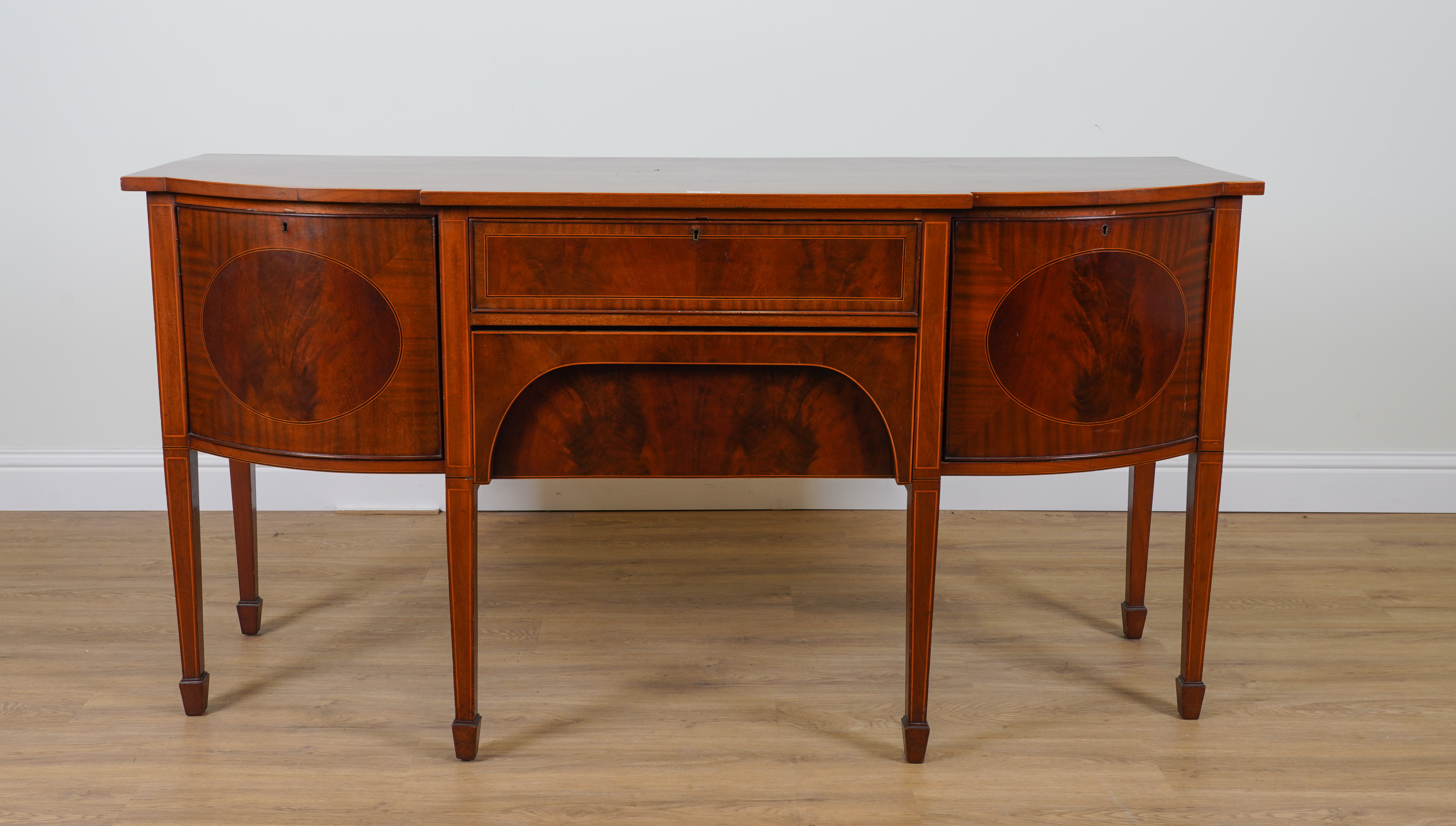 A GEORGE III STYLE INLAID MAHOGANY