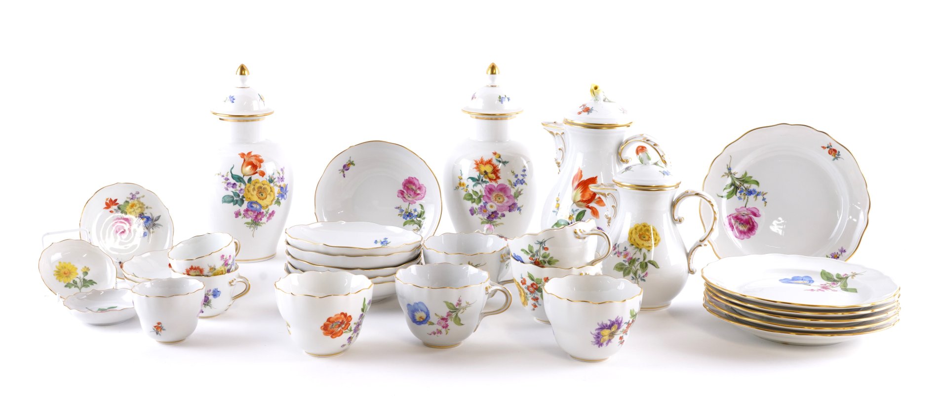 A MEISSEN PART TEA AND COFFEE SERVICE