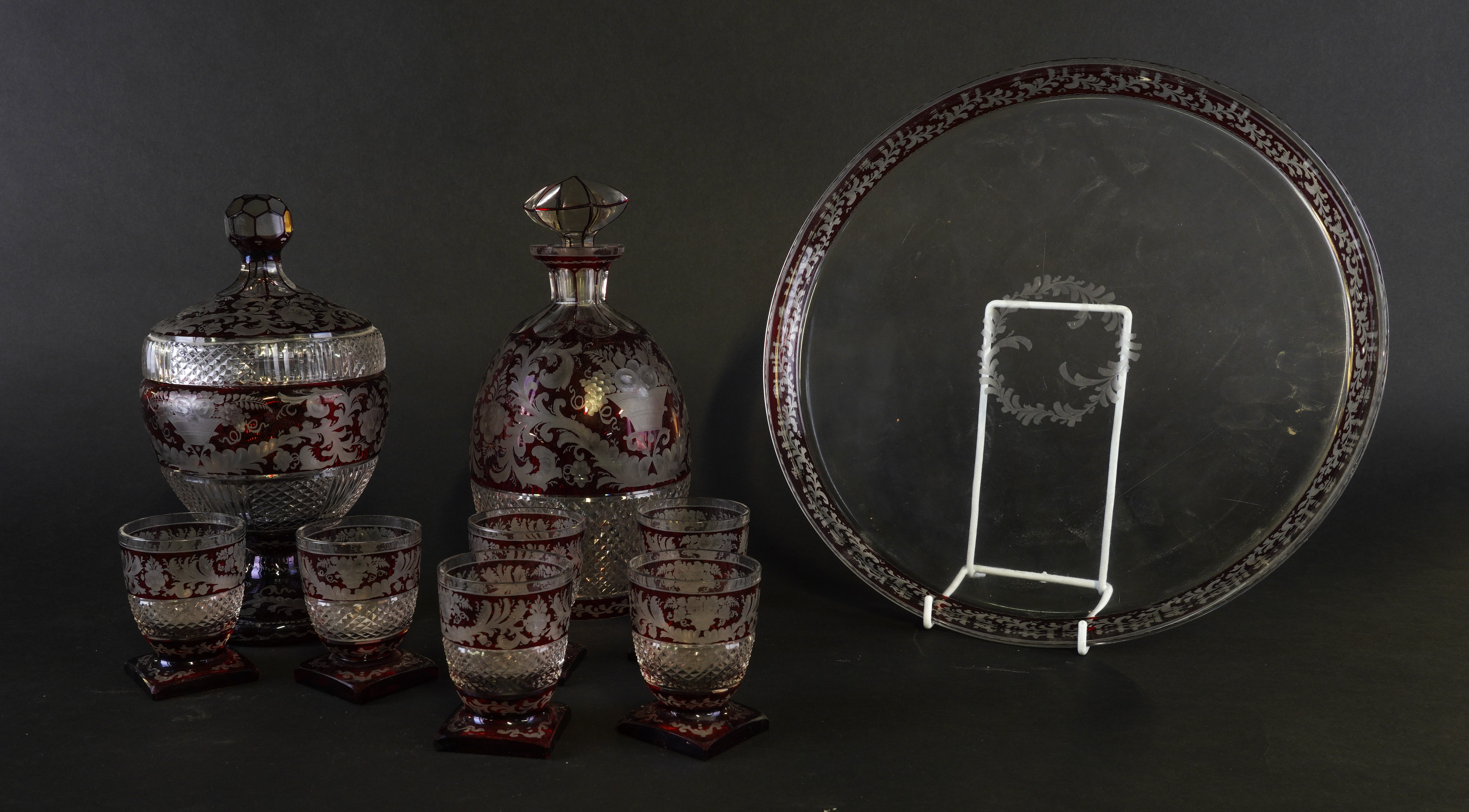 A BOHEMIAN RUBY FLASHED GLASS LIQUER 3ae5ae