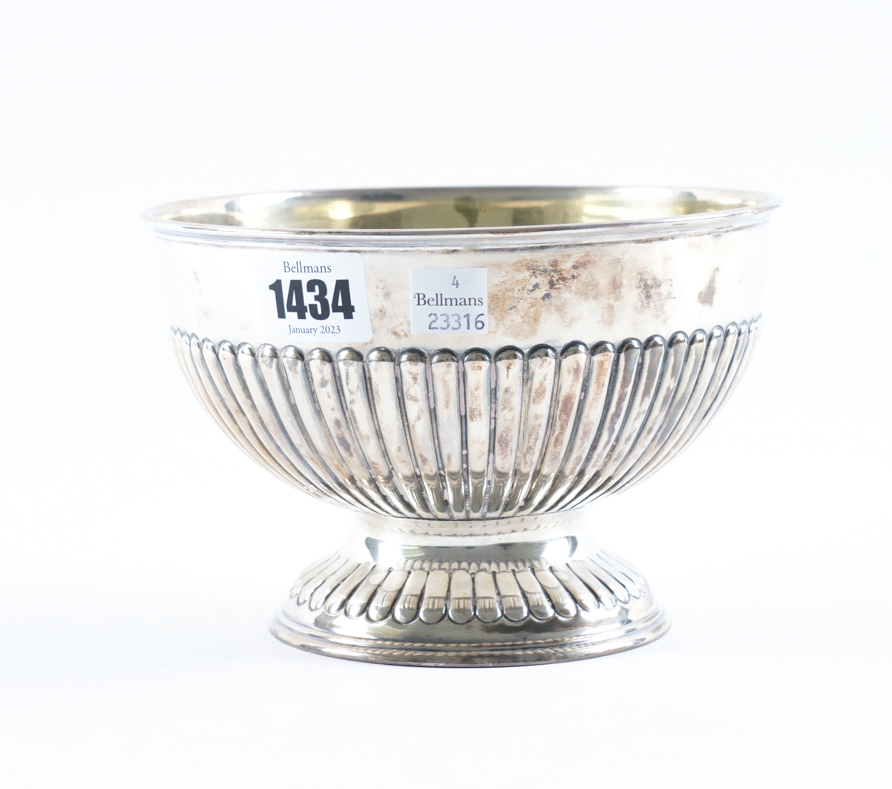 A SILVER ROSE BOWL With partly fluted