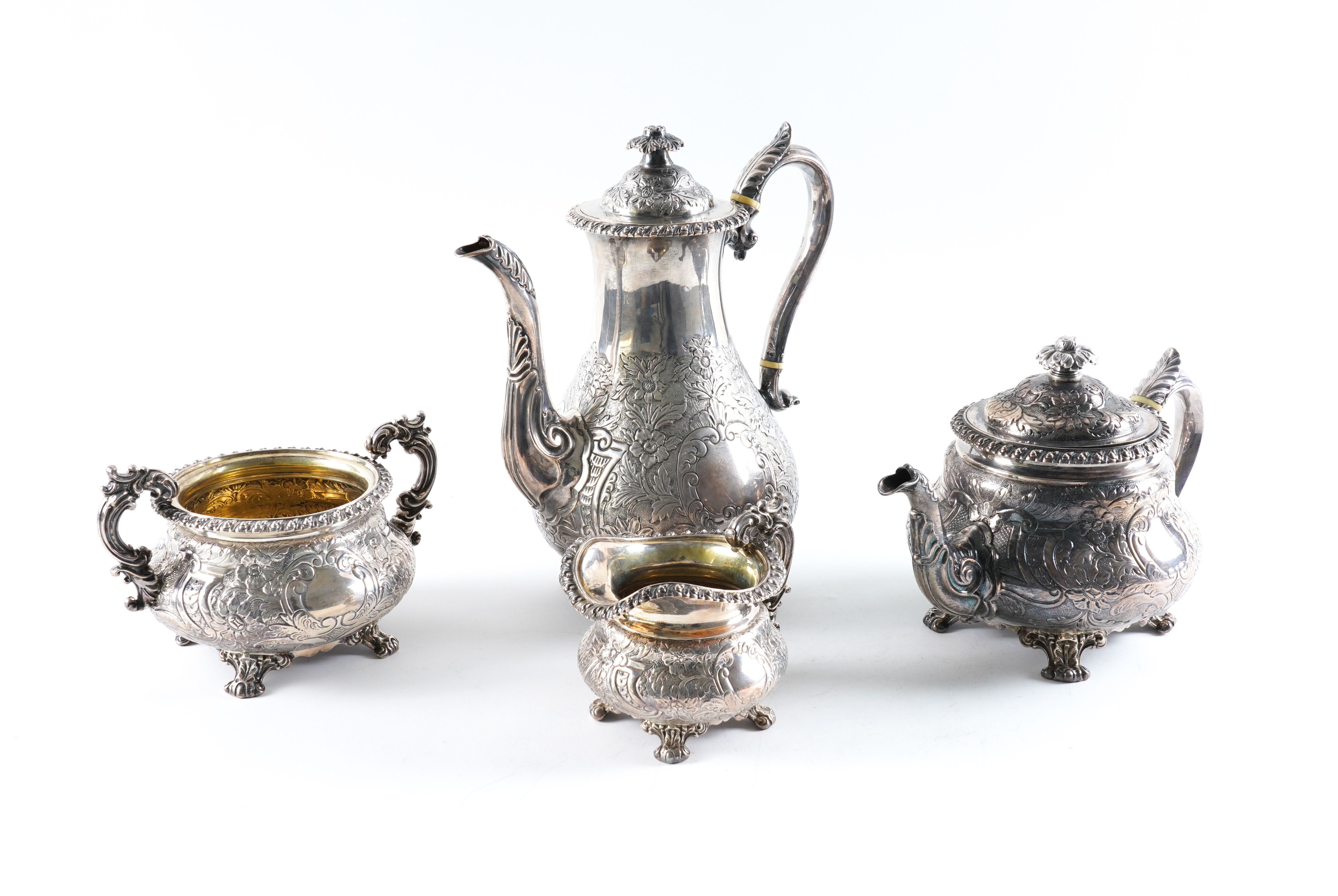 A SILVER MATCHED FOUR PIECE TEA