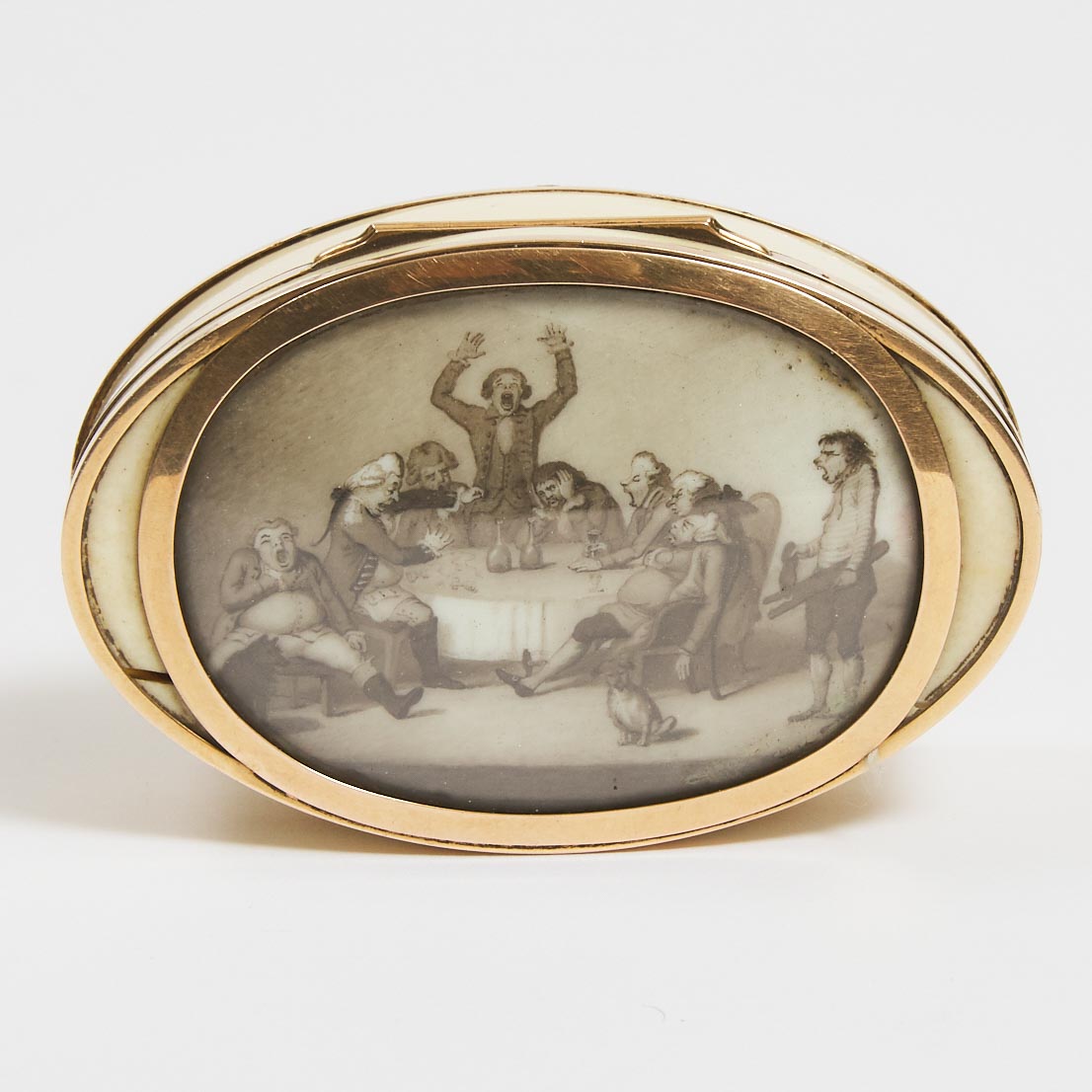Gold Mounted Ivory Oval Pictorial
