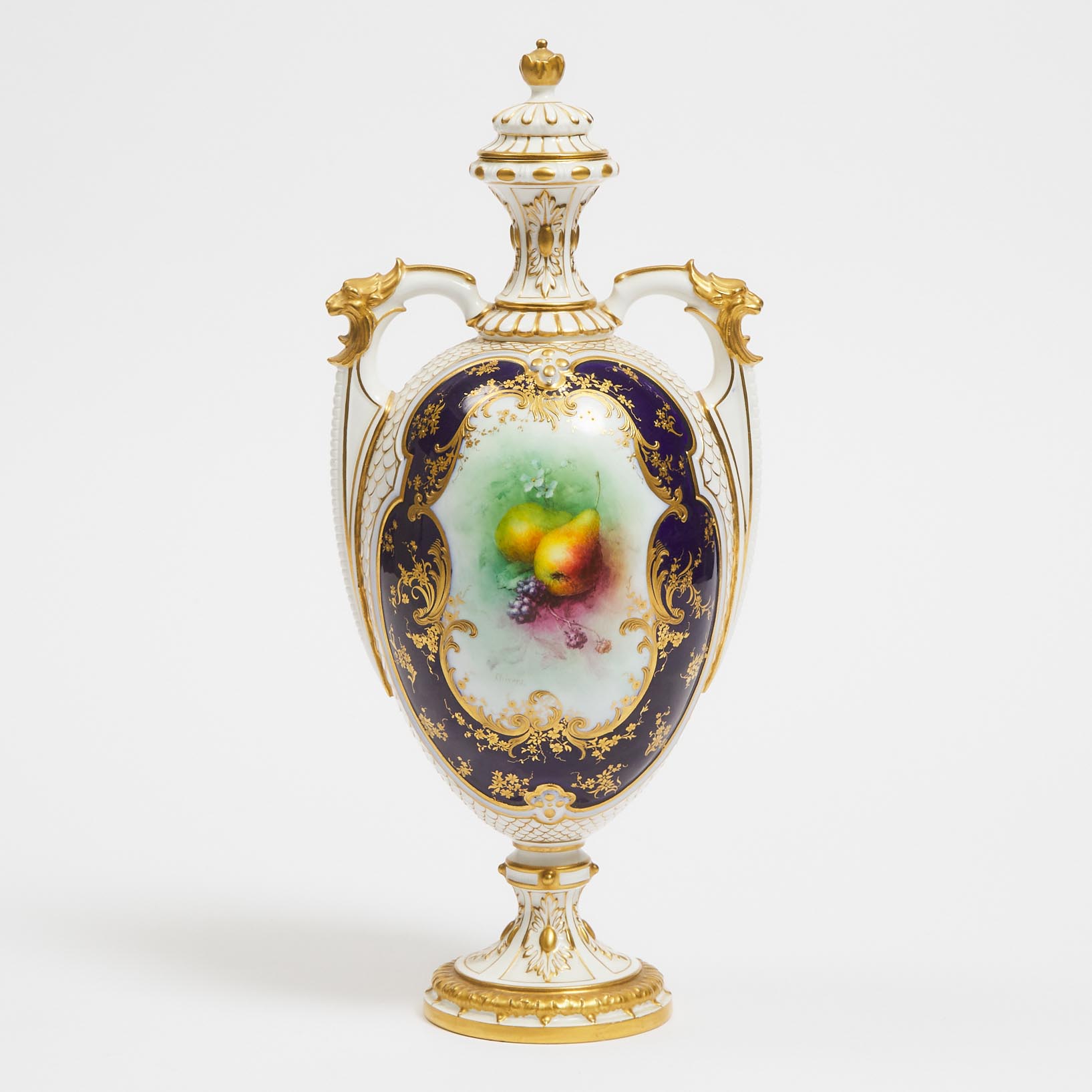 Royal Worcester Fruit Painted Two-Handled