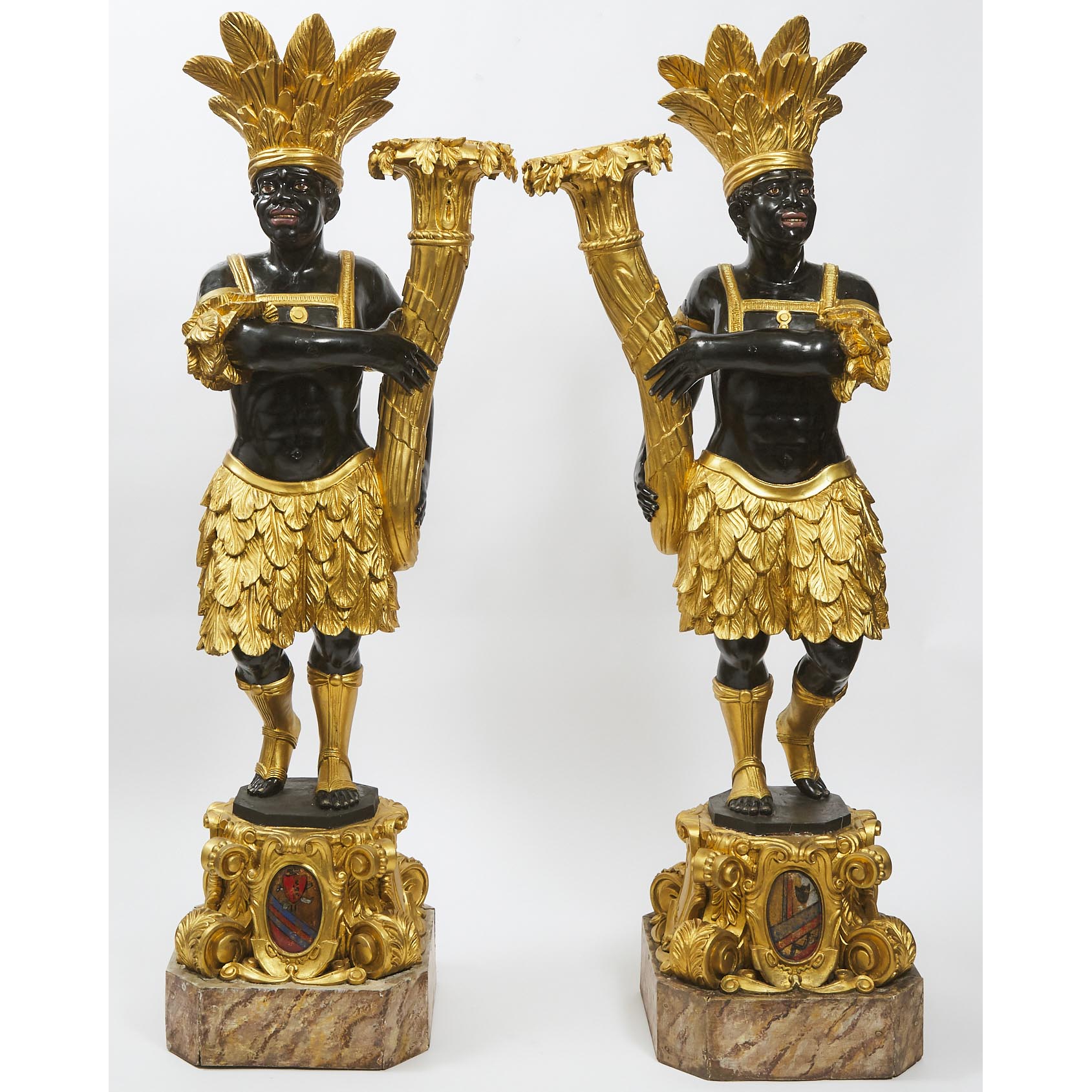 Pair of Florentine Carved, Polychromed