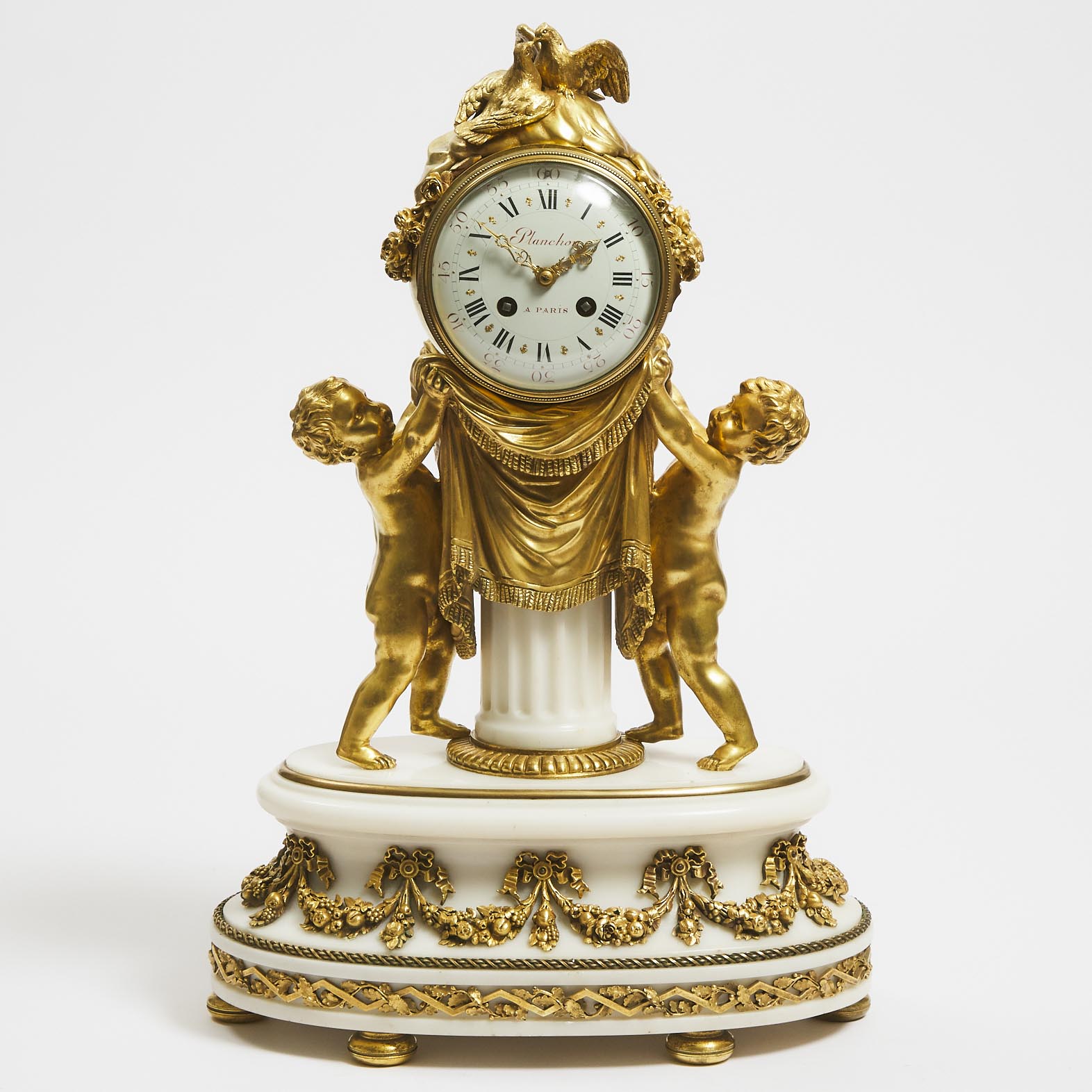 French Gilt Bronze Mounted White Marble