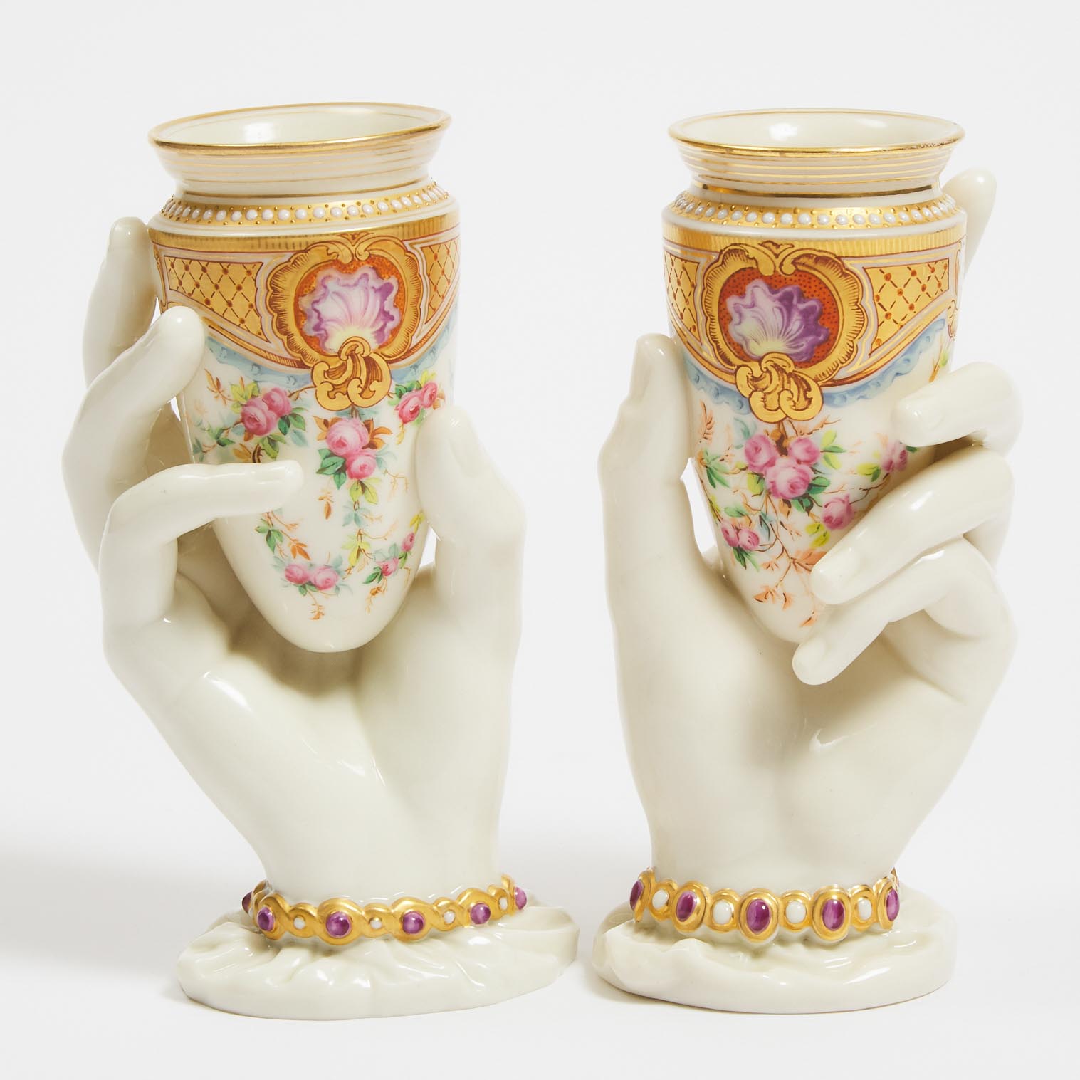 Pair of Royal Worcester Hand Vases,