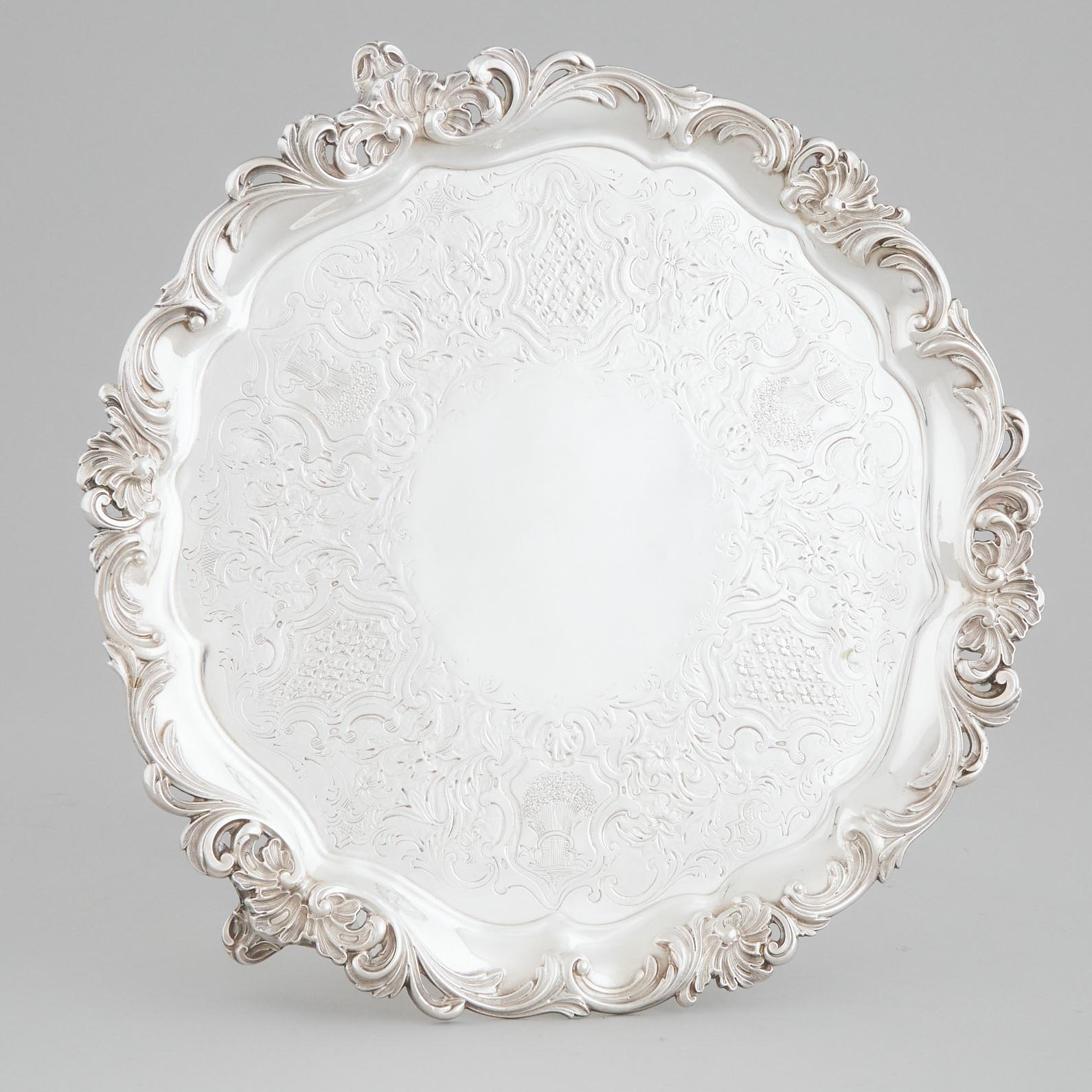 Victorian Silver Circular Salver,