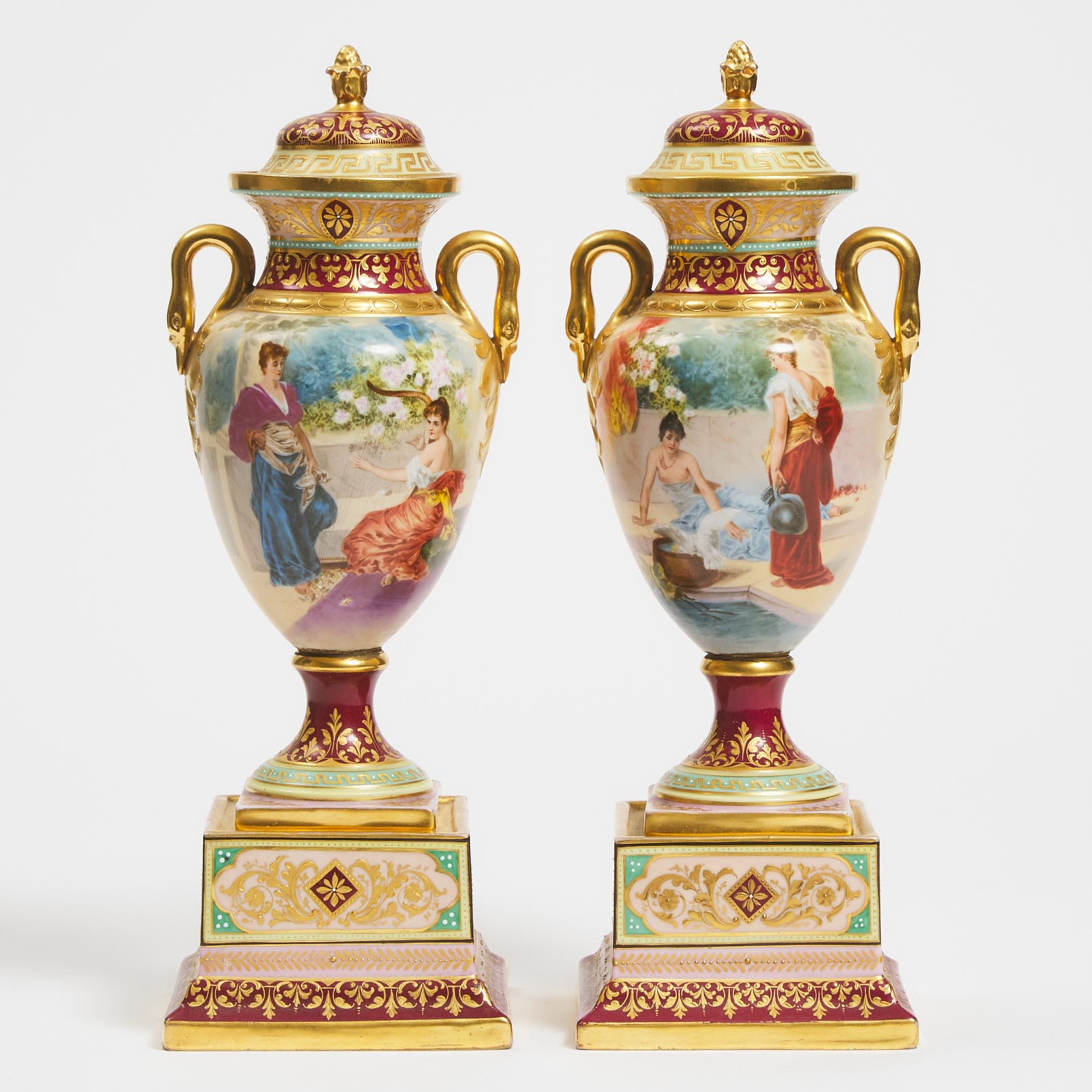 Pair of 'Vienna' Mantel Vases and