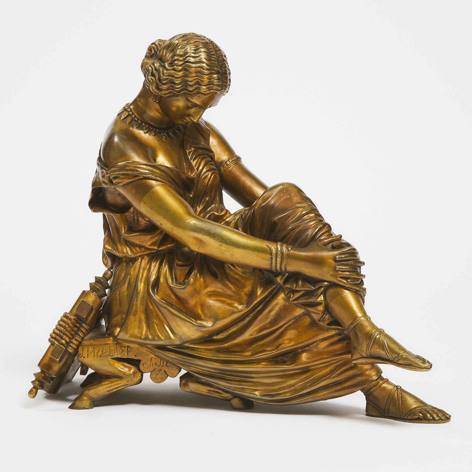 French School Gilt Bronze Seated