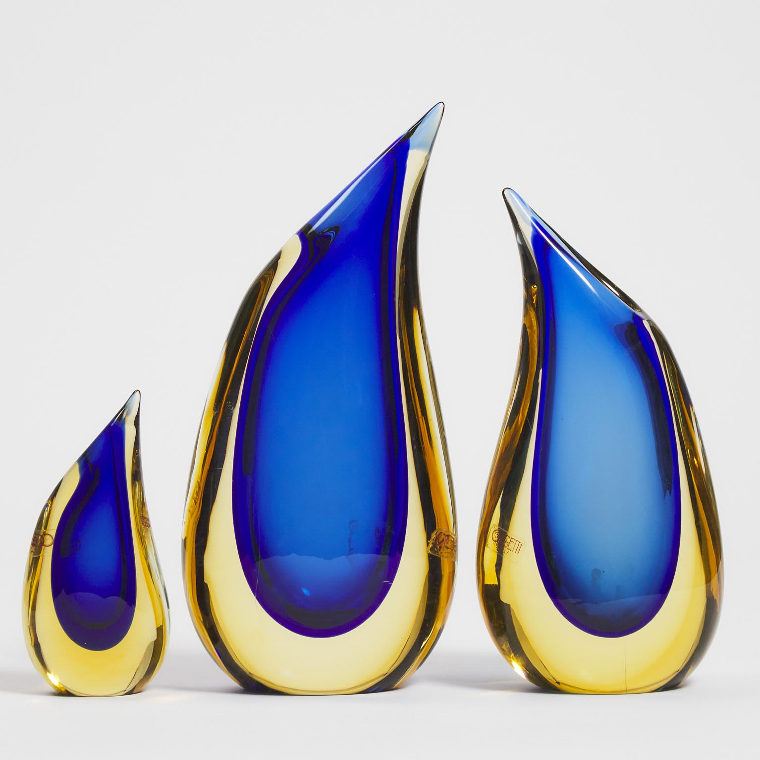 Group of Three Murano Sommerso 3ac041