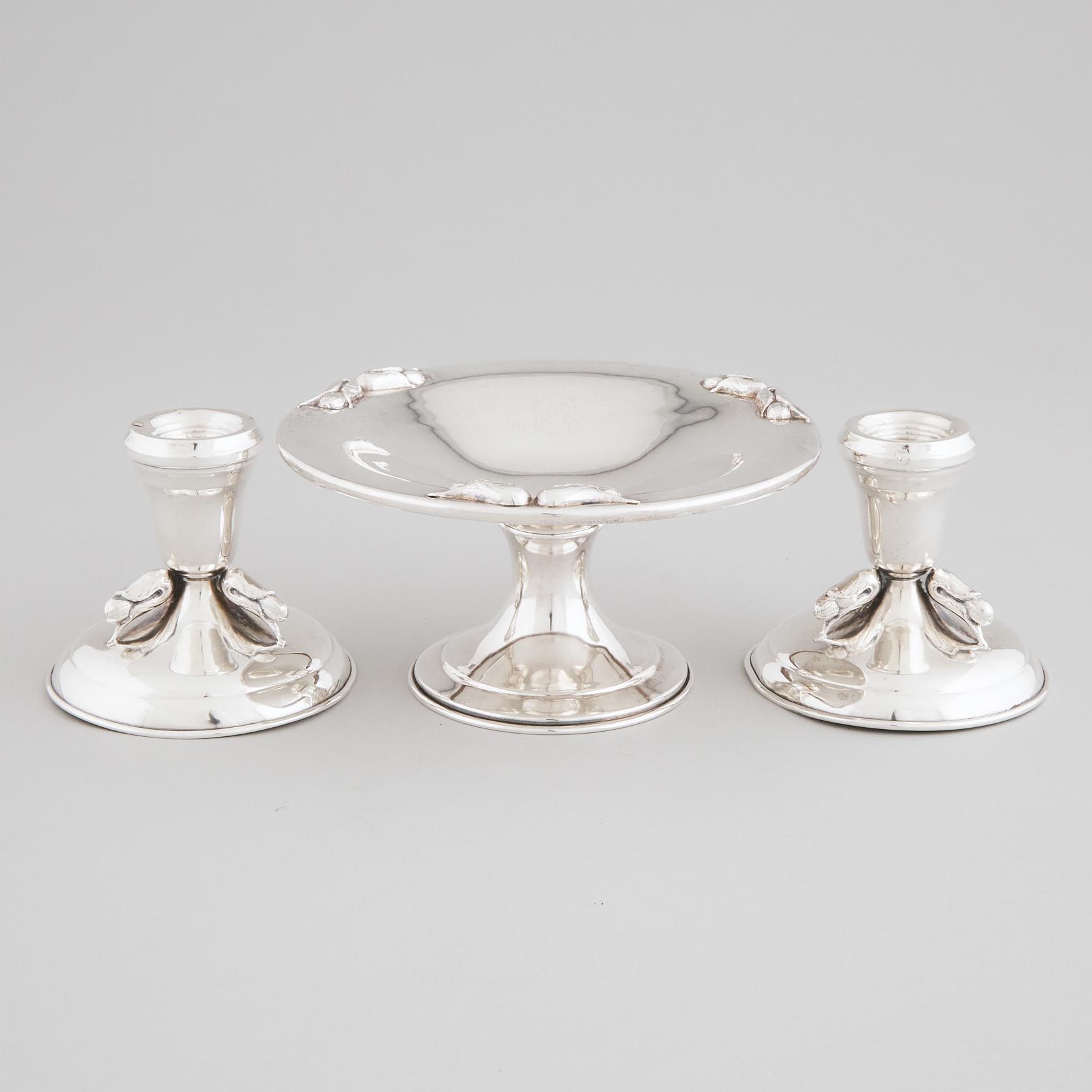 Pair of Canadian Silver Low Candlesticks