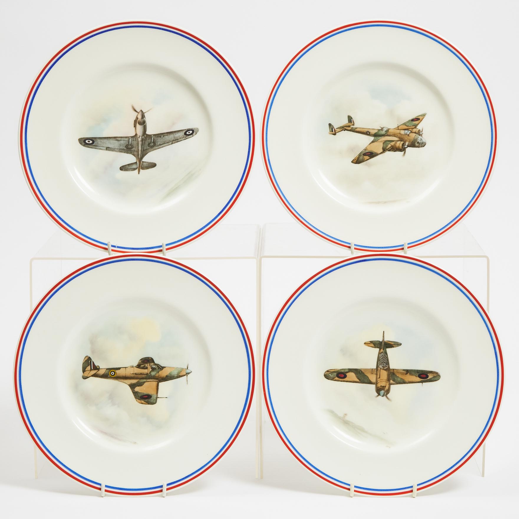 Four Royal Worcester WWII Aircraft Plates,