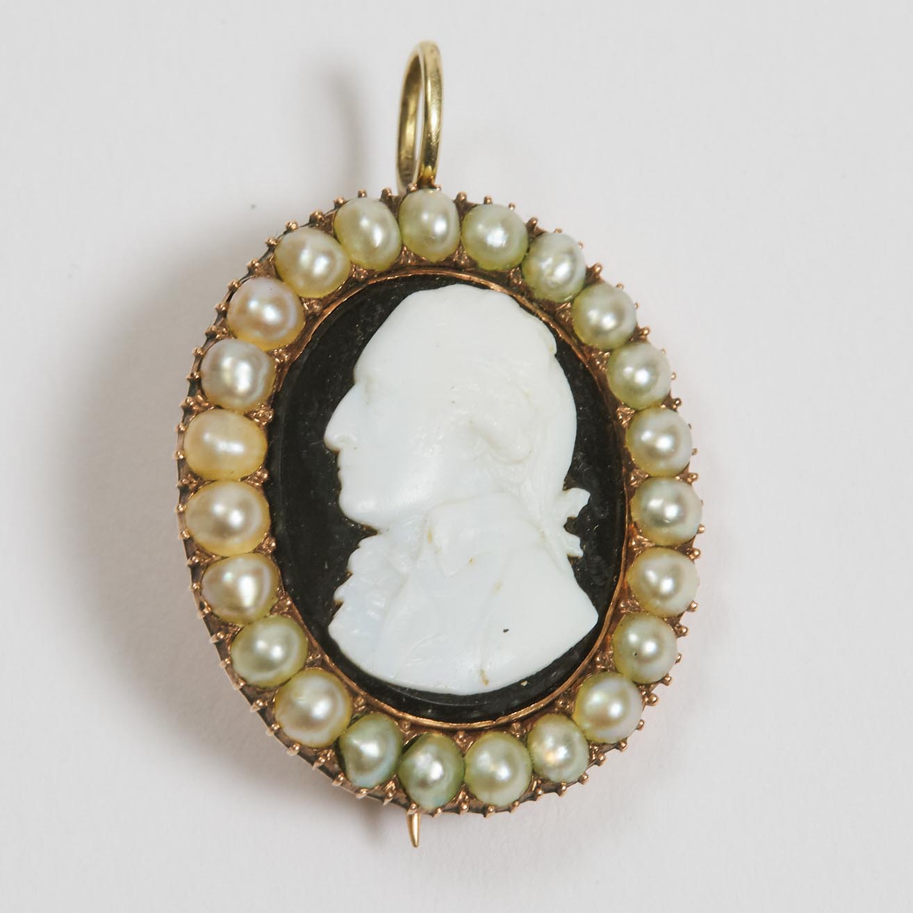 Rose Gold Pearl and Sardonyx Cameo 3ac127