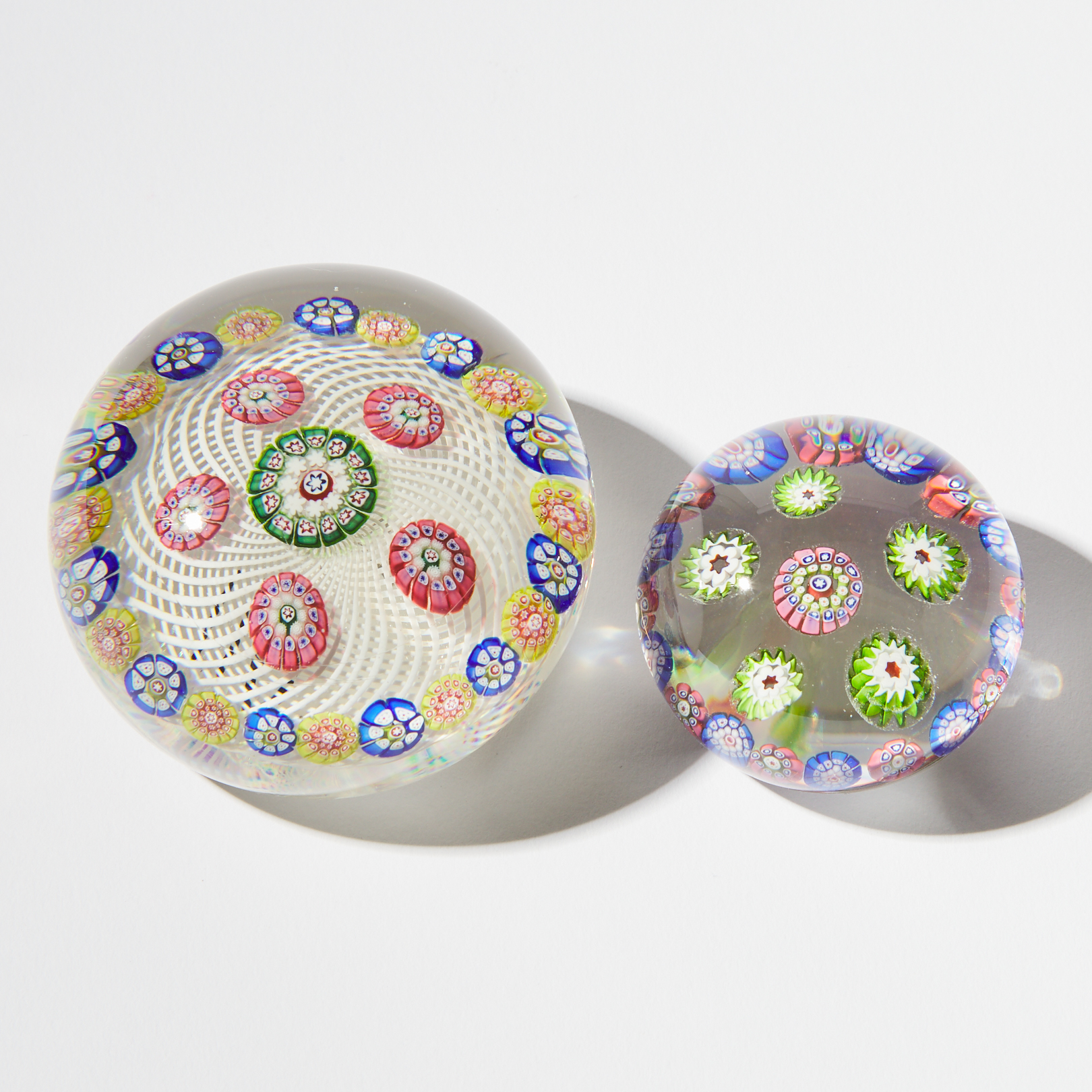 Two Saint Louis Millefiori Glass Paperweights,