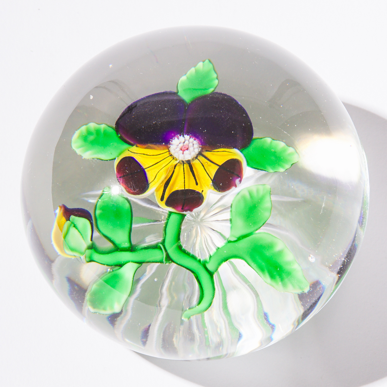 Baccarat Pansy Glass Paperweight,