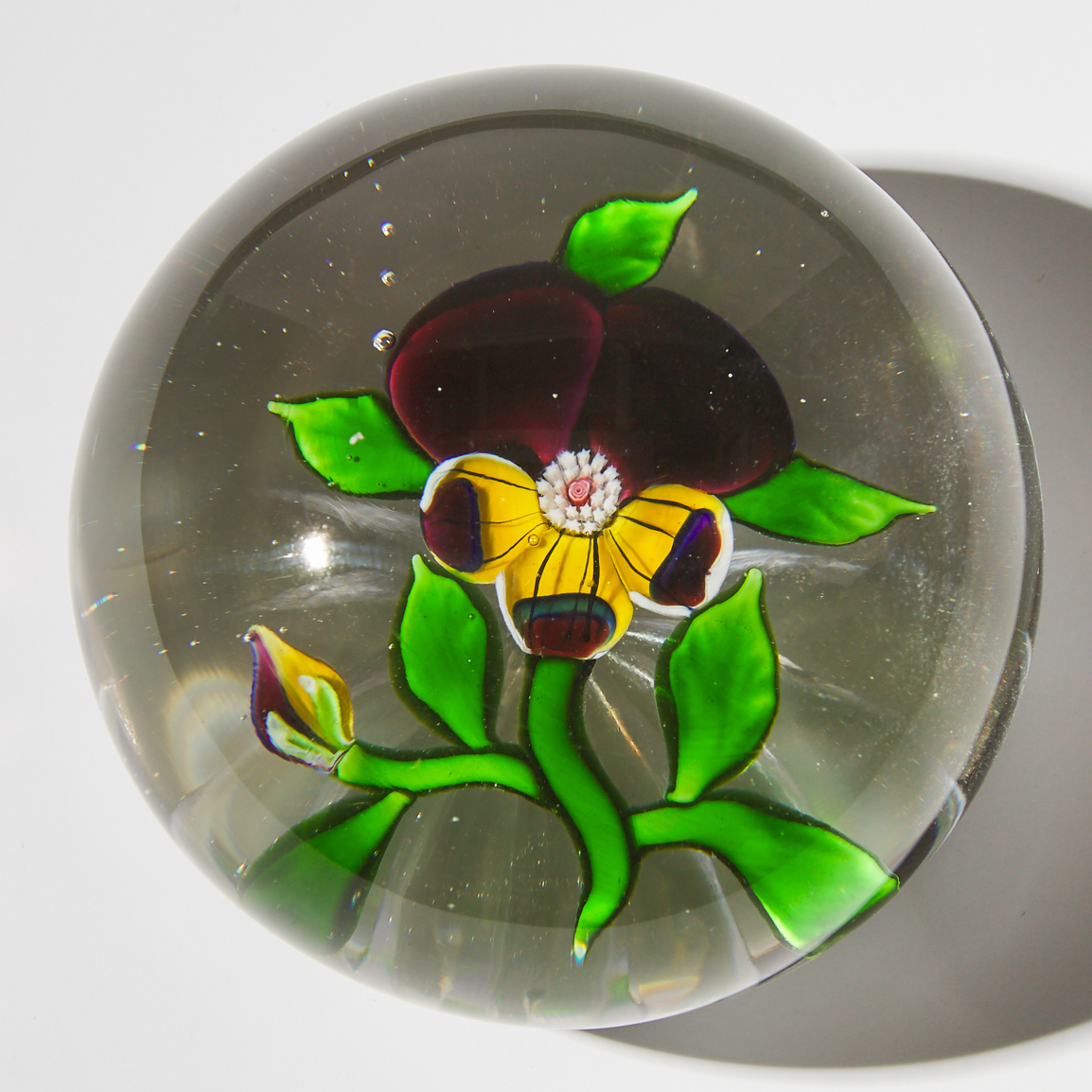 Baccarat Pansy Glass Paperweight,