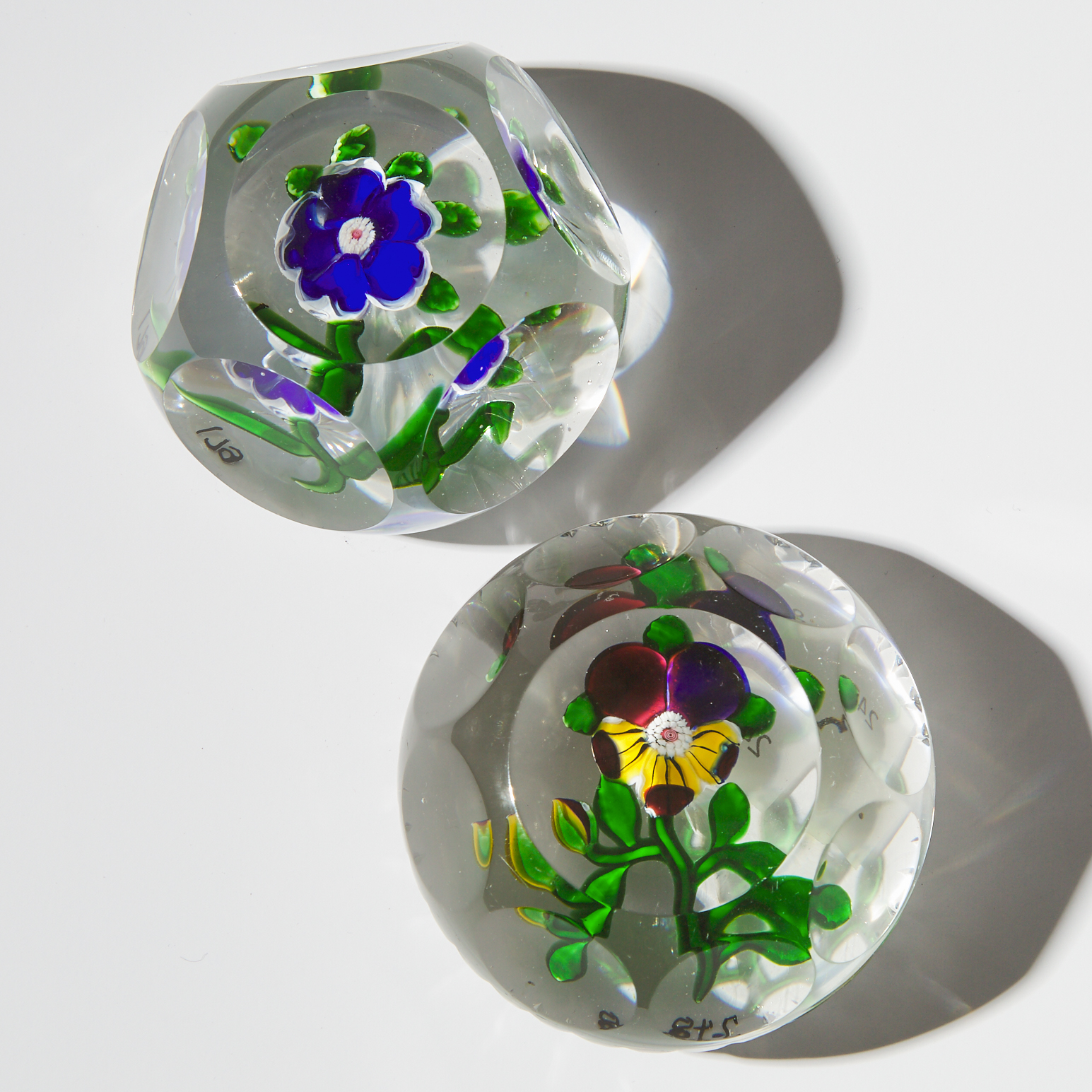 Baccarat Pansy and Blue Primrose Faceted