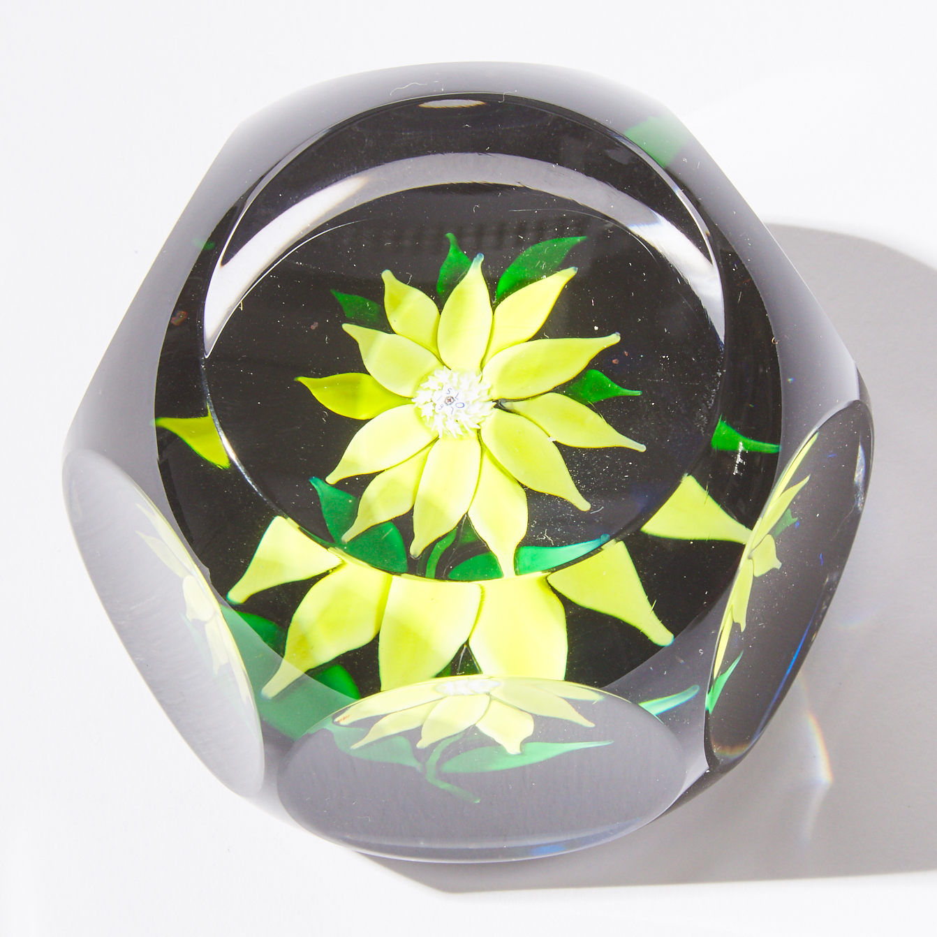 St. Louis Yellow Clematis Faceted Glass
