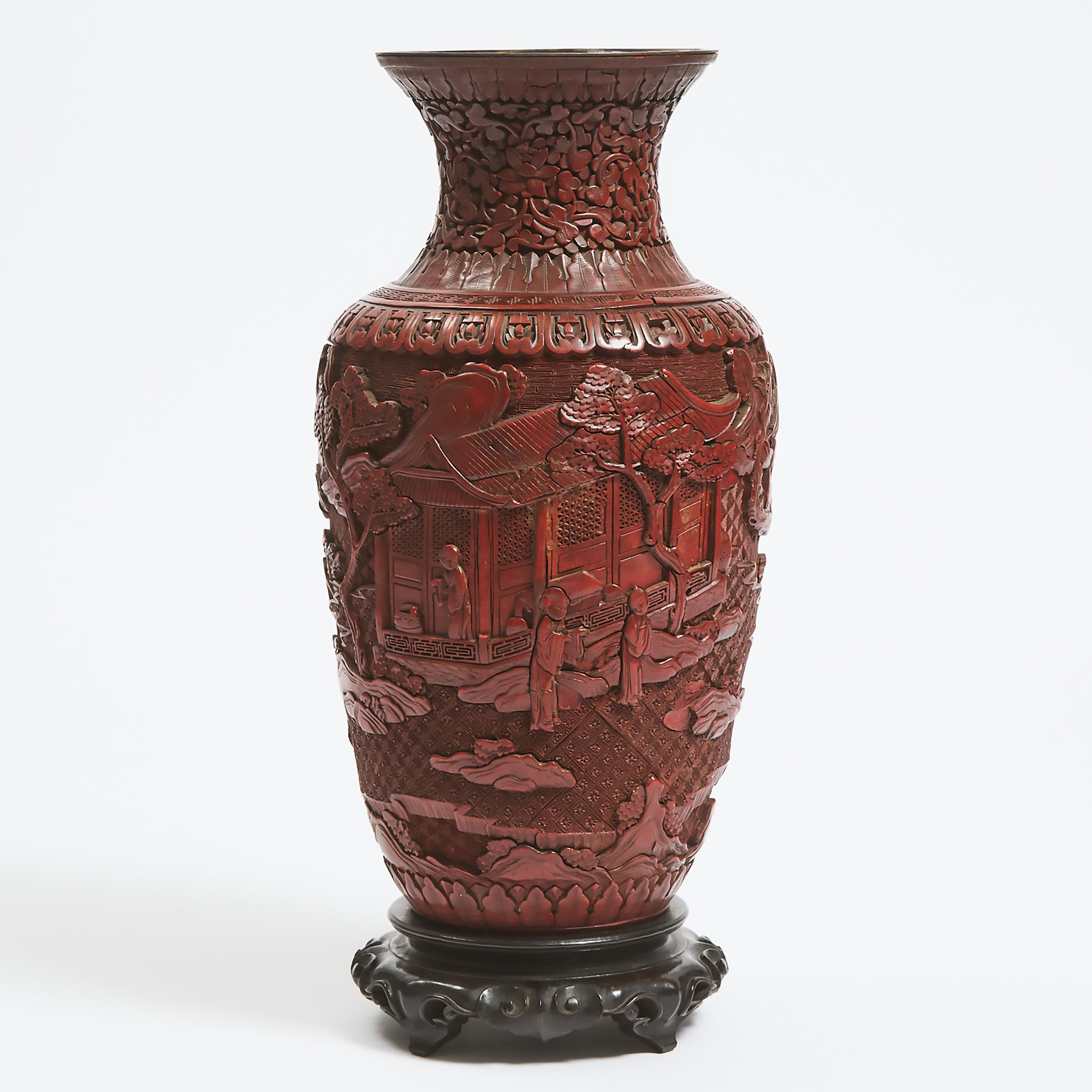 A Carved Cinnabar Lacquer Baluster