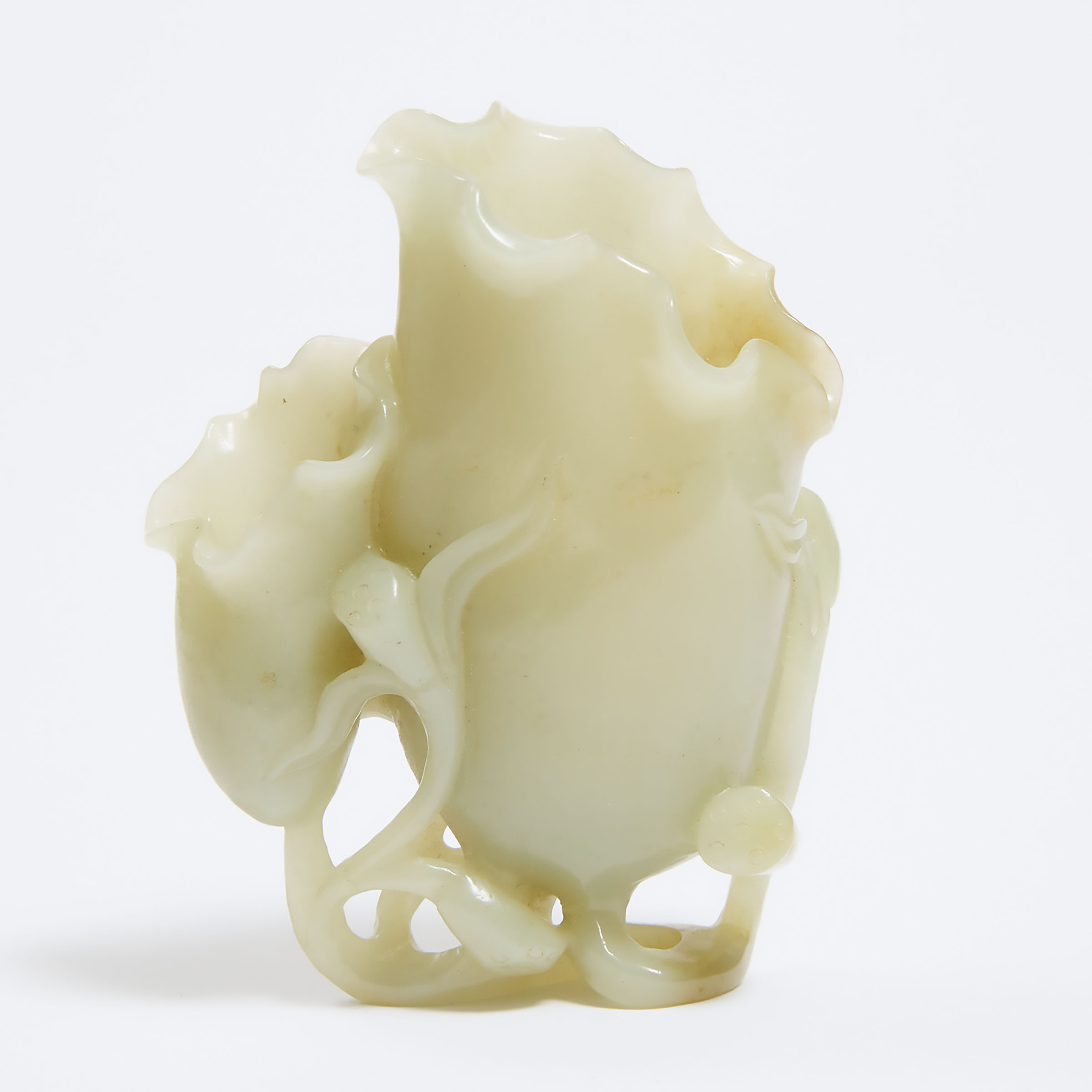 A Pale Celadon Jade Lotus Vase ????????