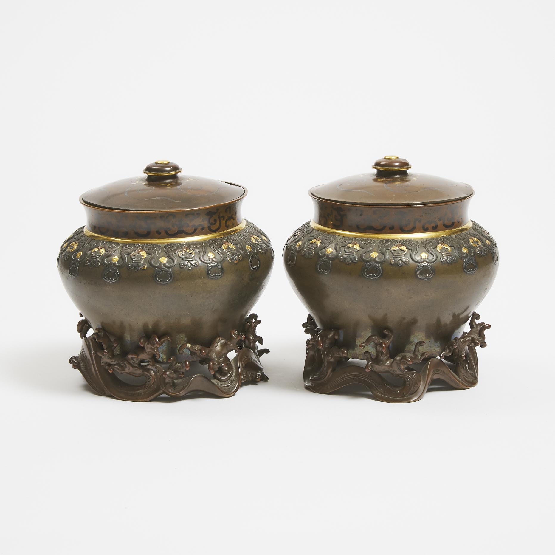 A Pair of Japanese Gilt and SIlver