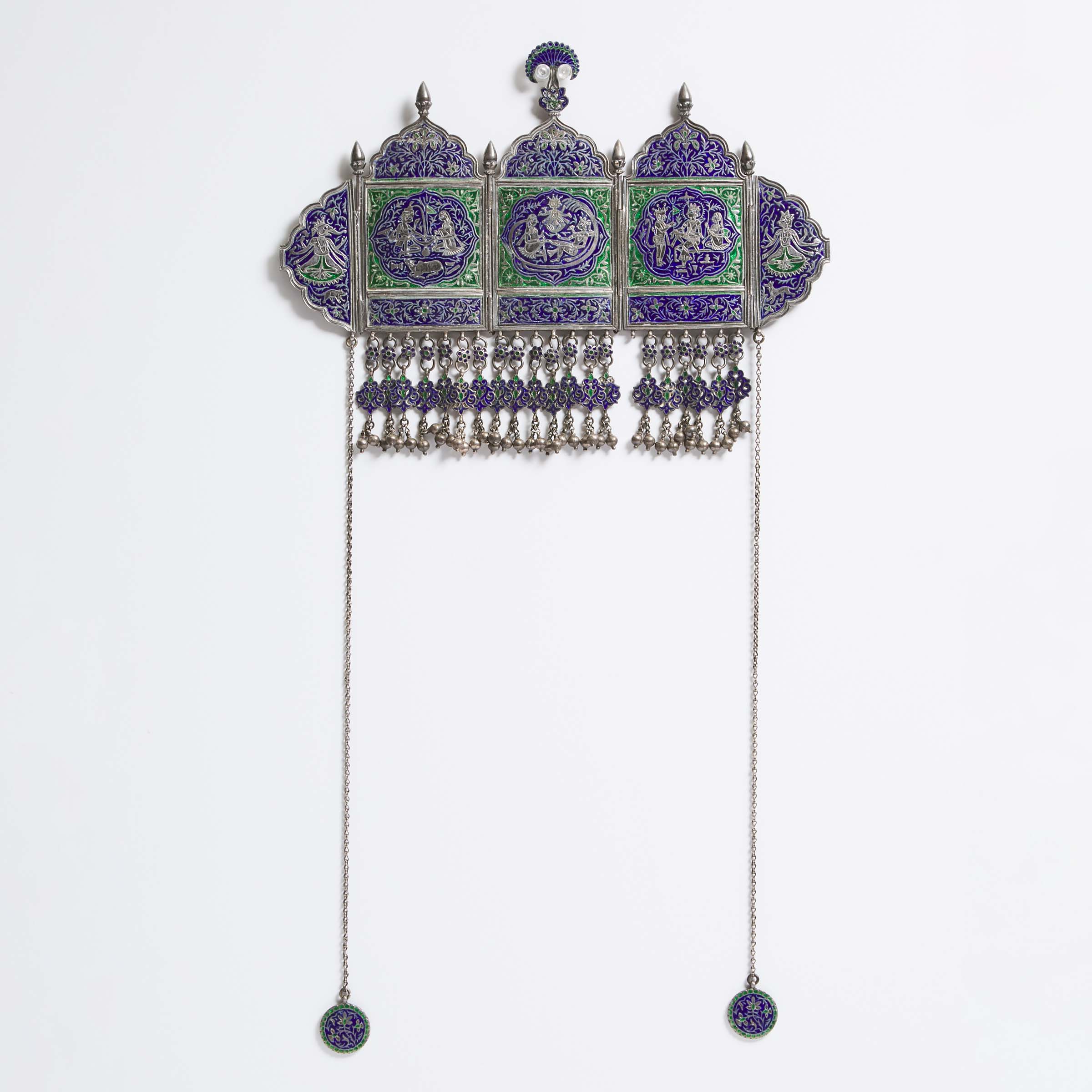 An Indian Blue and Green Enameled