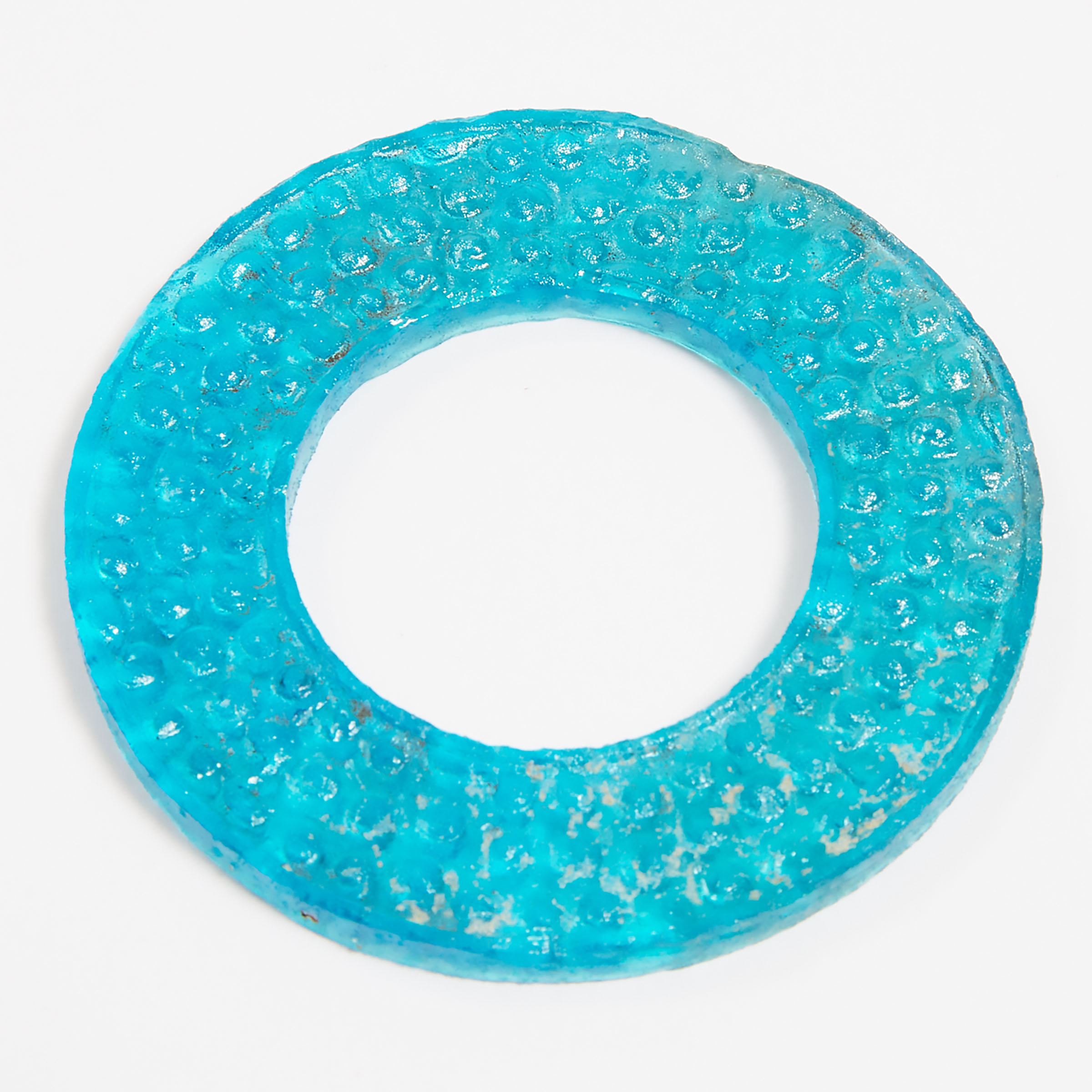 A Blue Glass Bi Disc ????? With wood