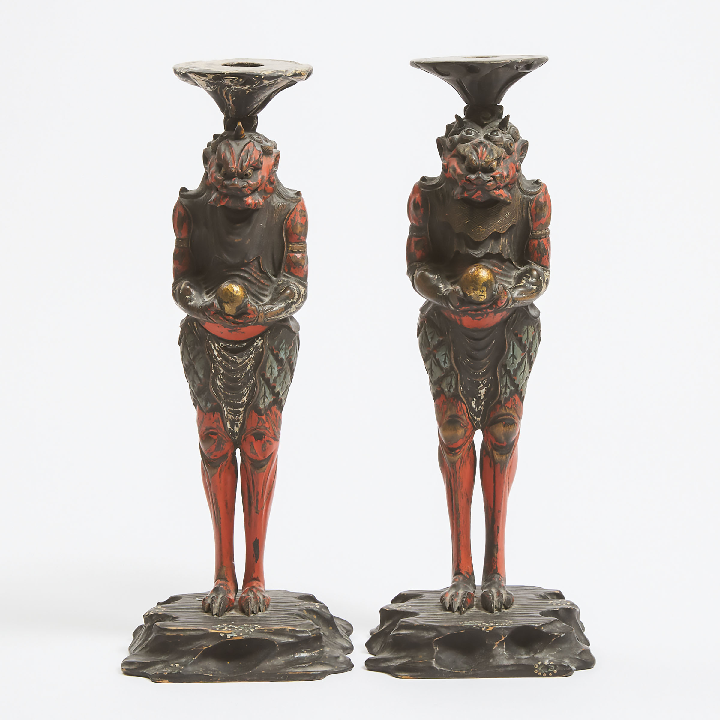 A Pair of Saishiki (Painted Wood)