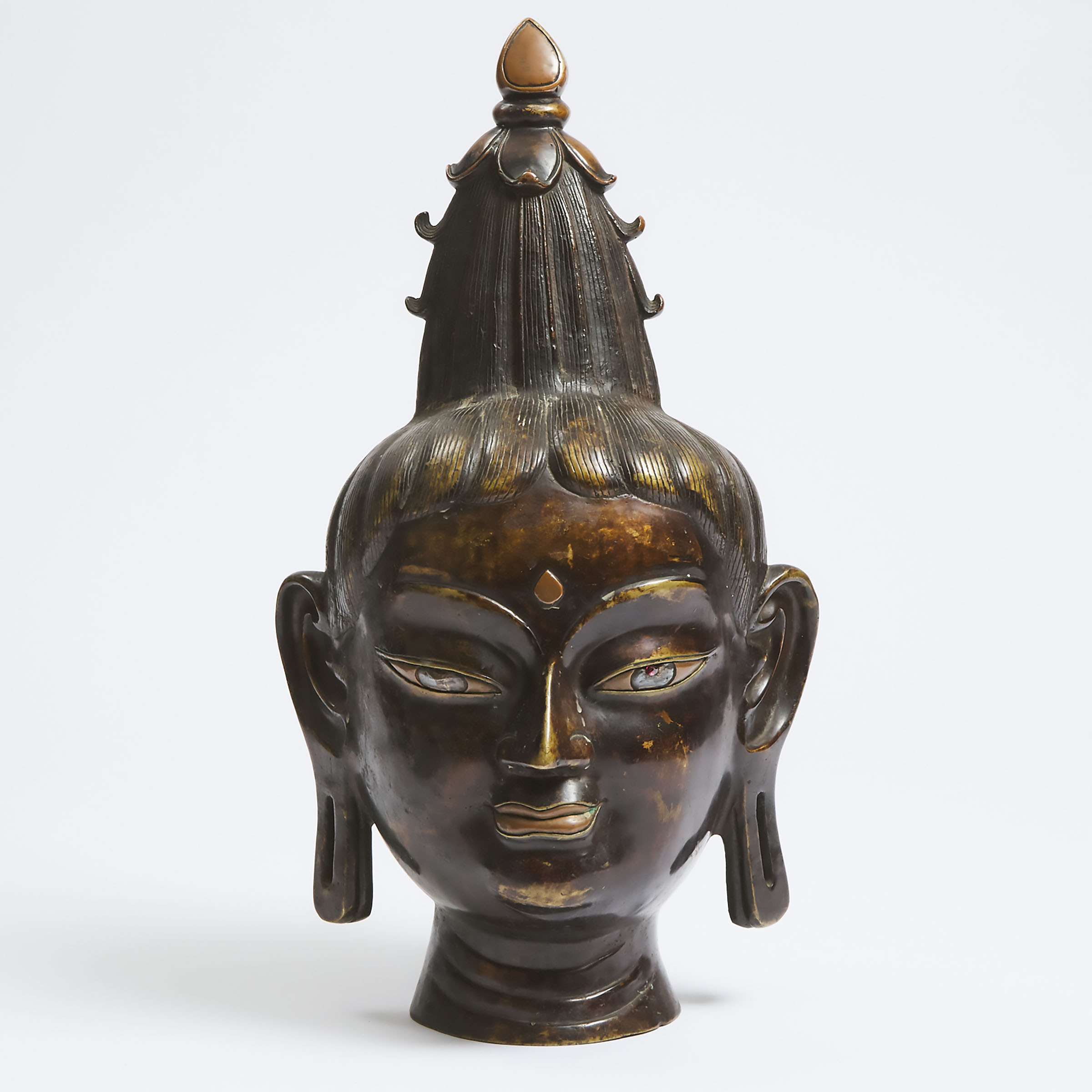 A Large Bronze Head of Buddha,