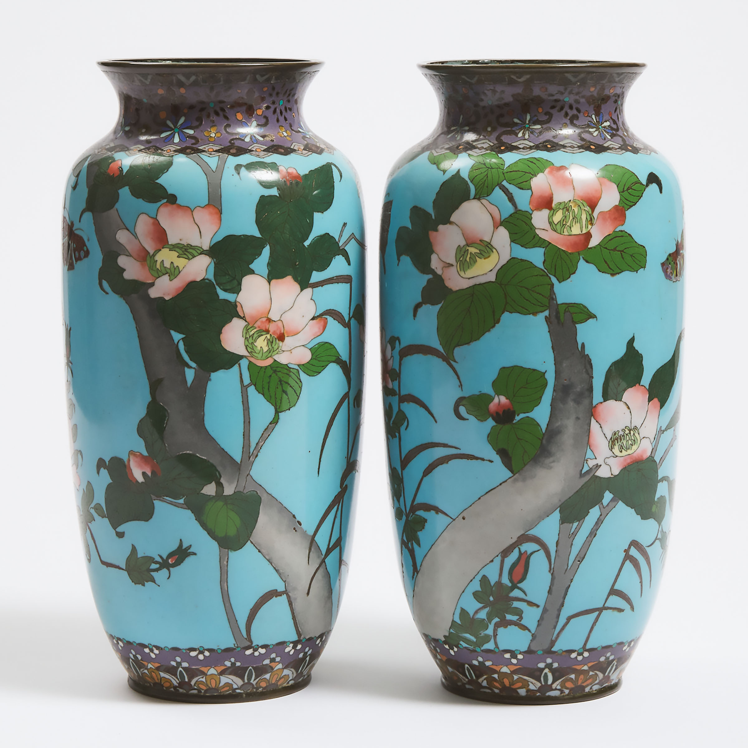 A Pair of 'Butterflies and Peonies'