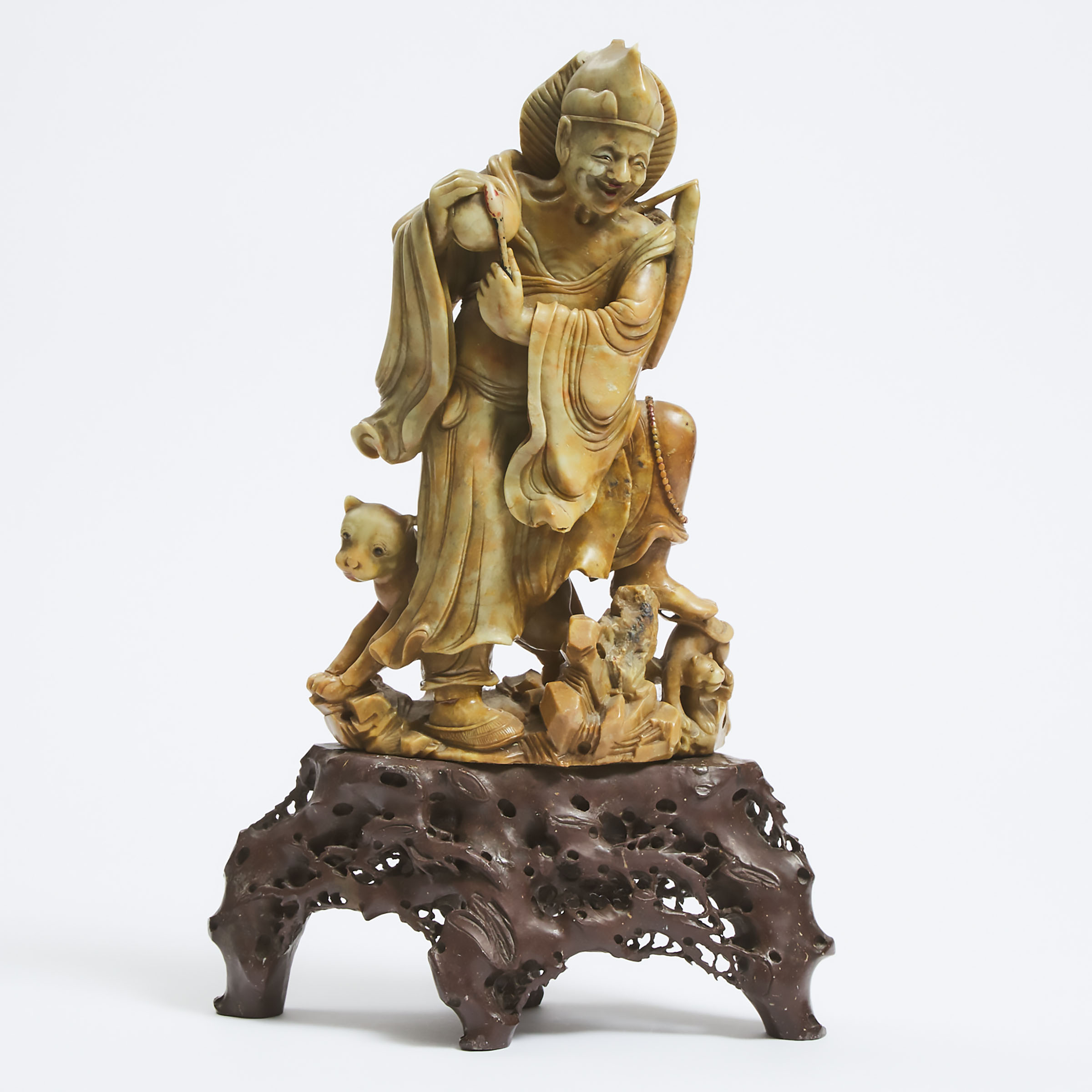 A Soapstone Figure of Ji Gong and 3ac220