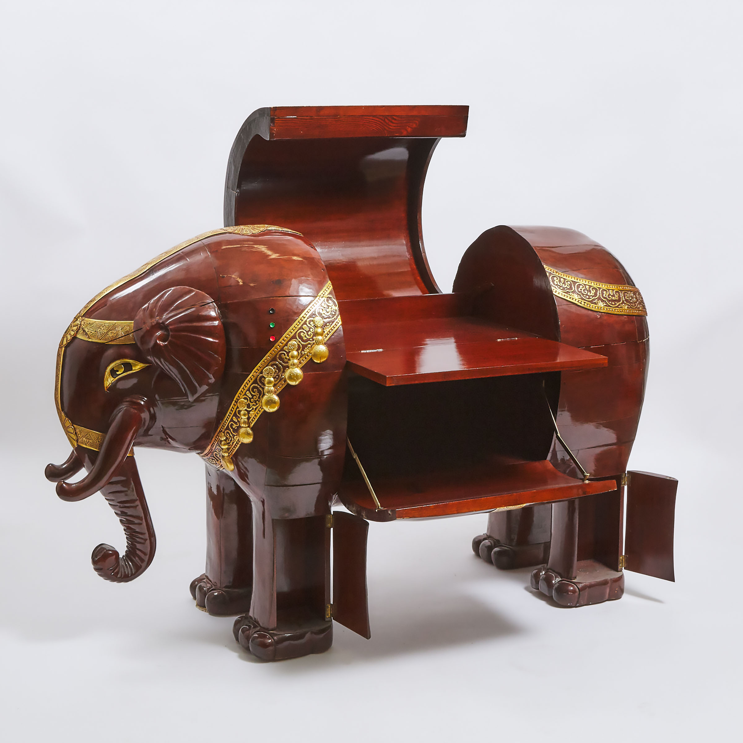 A Large Gilt Wood Elephant-Form