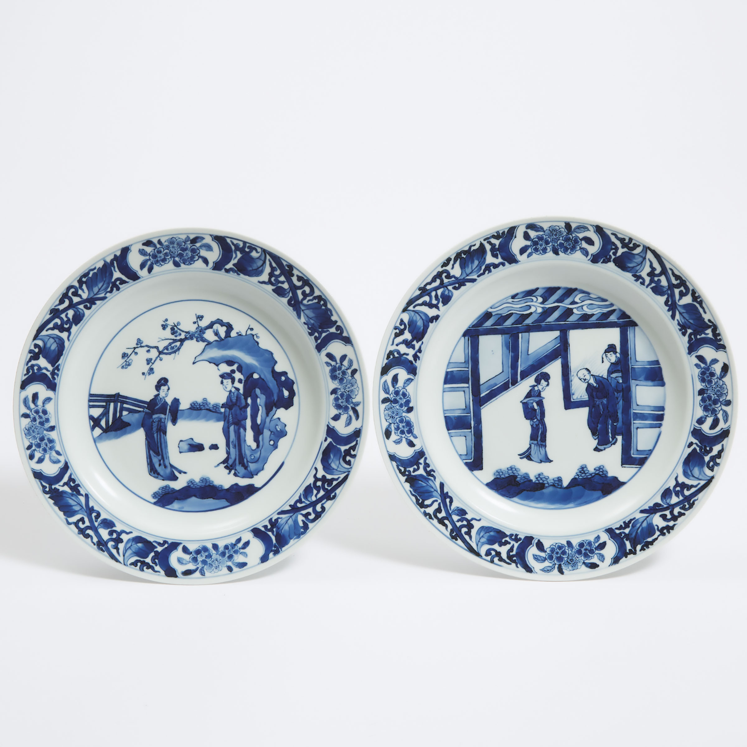 A Pair of Kangxi-Style Blue and