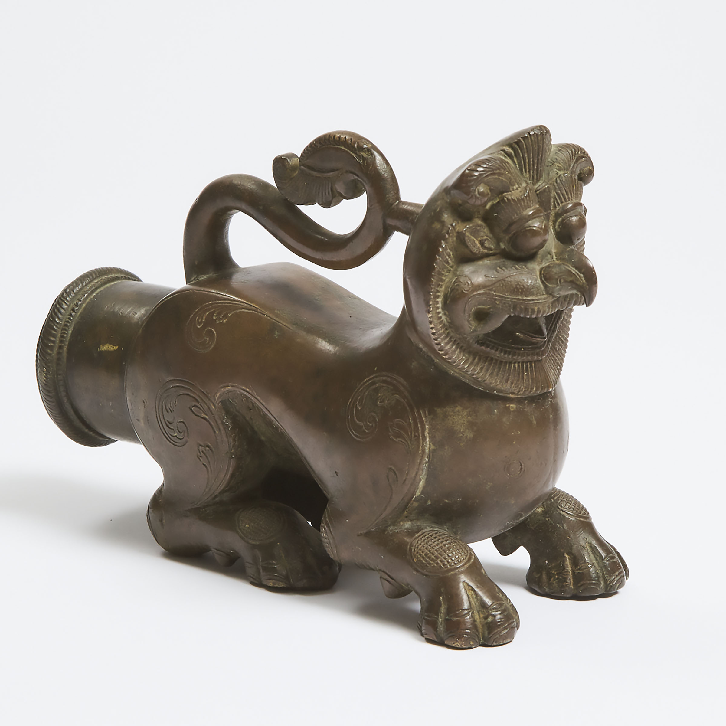 An Indian Bronze Lion-Form Vessel,