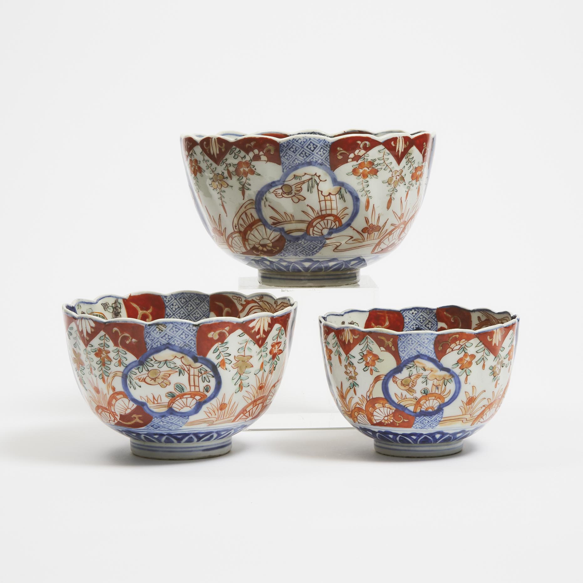 A Set of Three Imari Nesting Bowls,