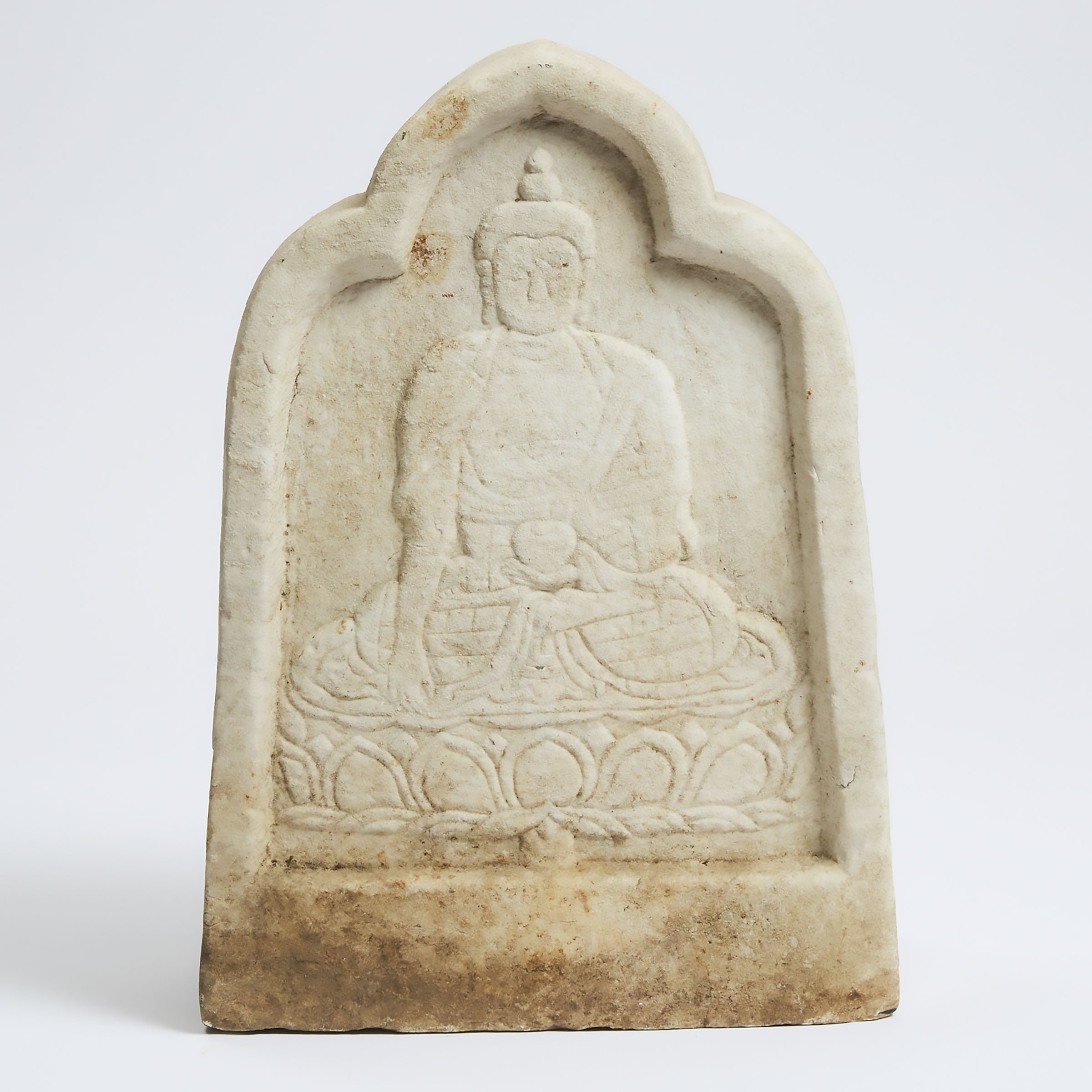 A Chinese Marble Relief of a Seated 3ac273