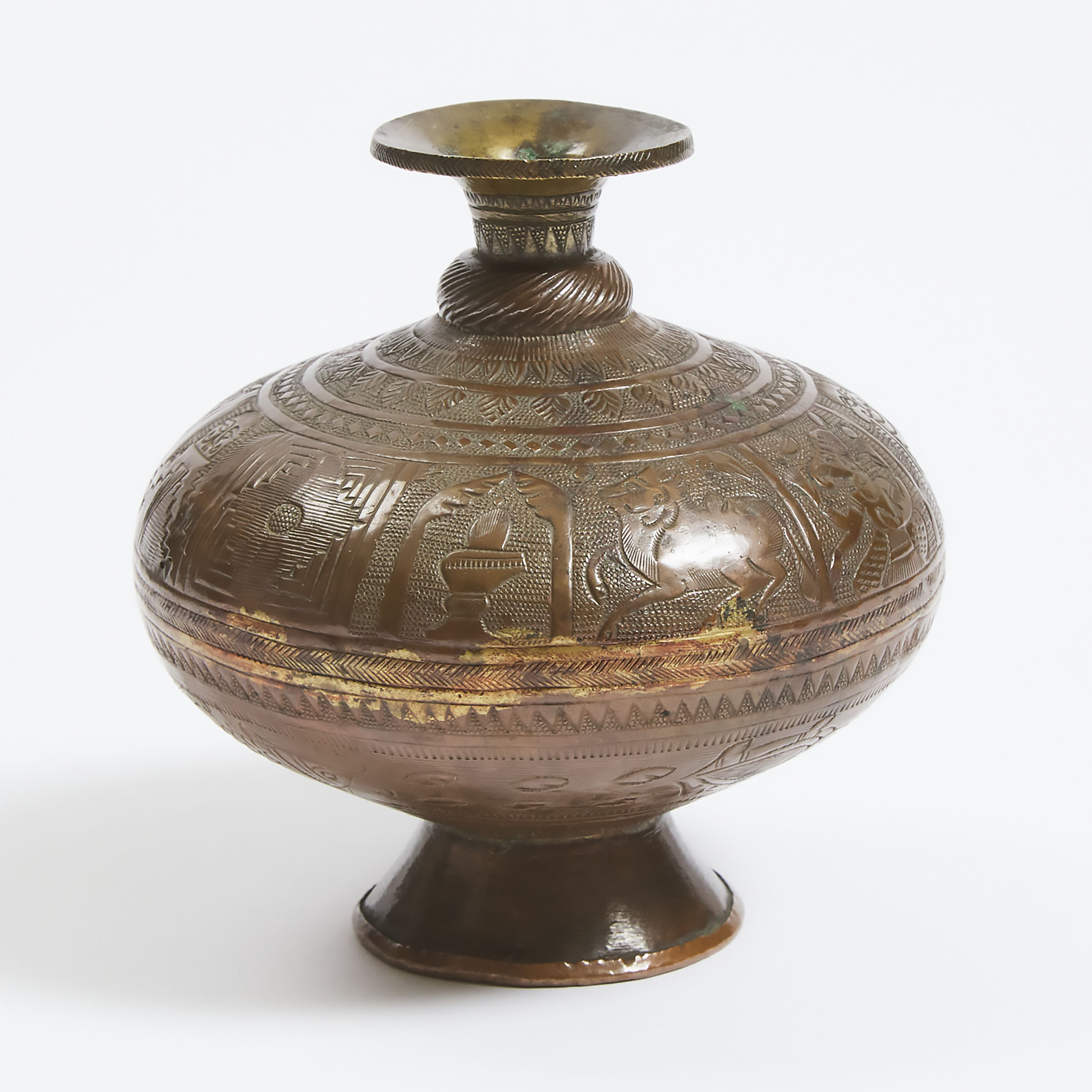 A Mughal Brass Vase (Lota) with