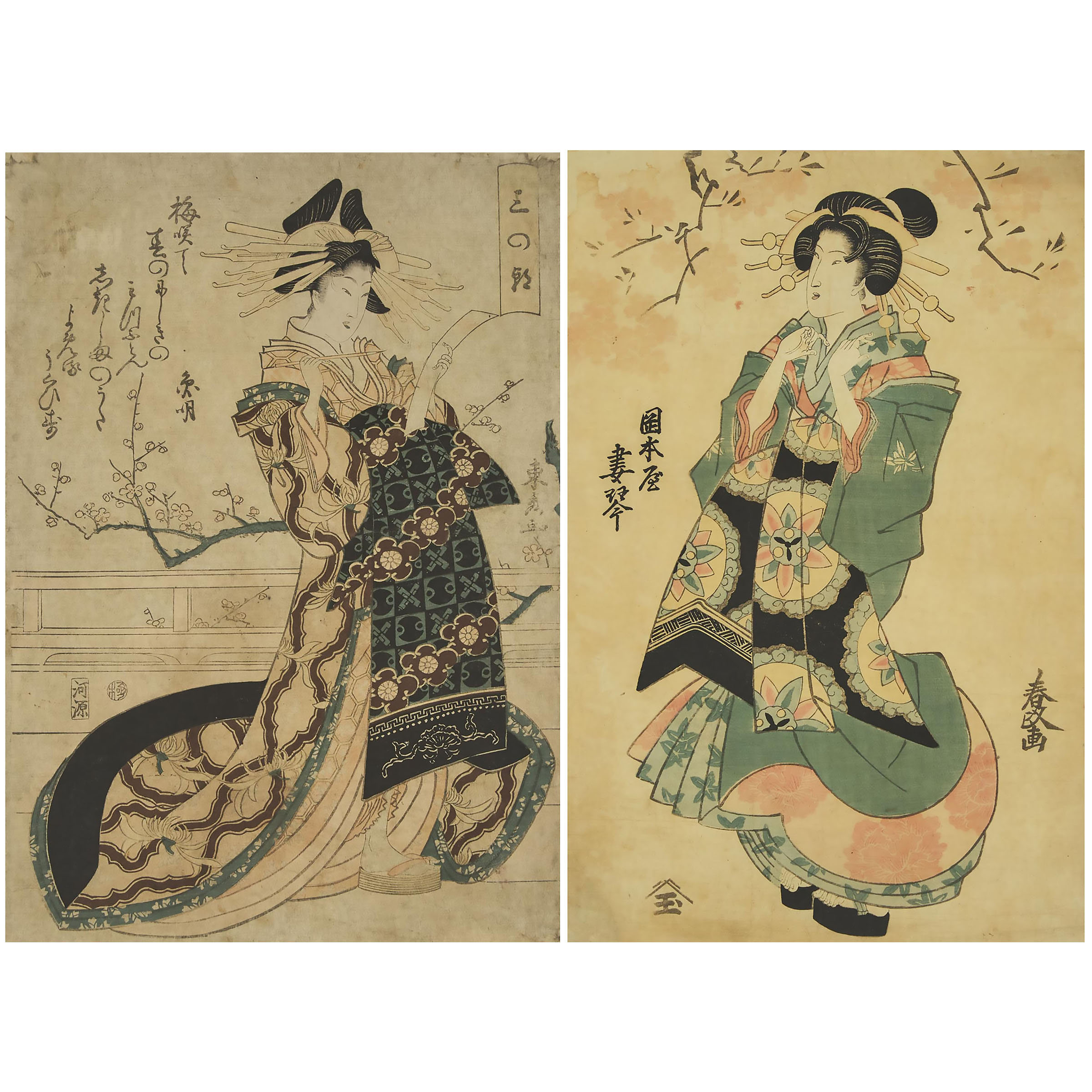 Two Rare Woodblock Prints, Signed