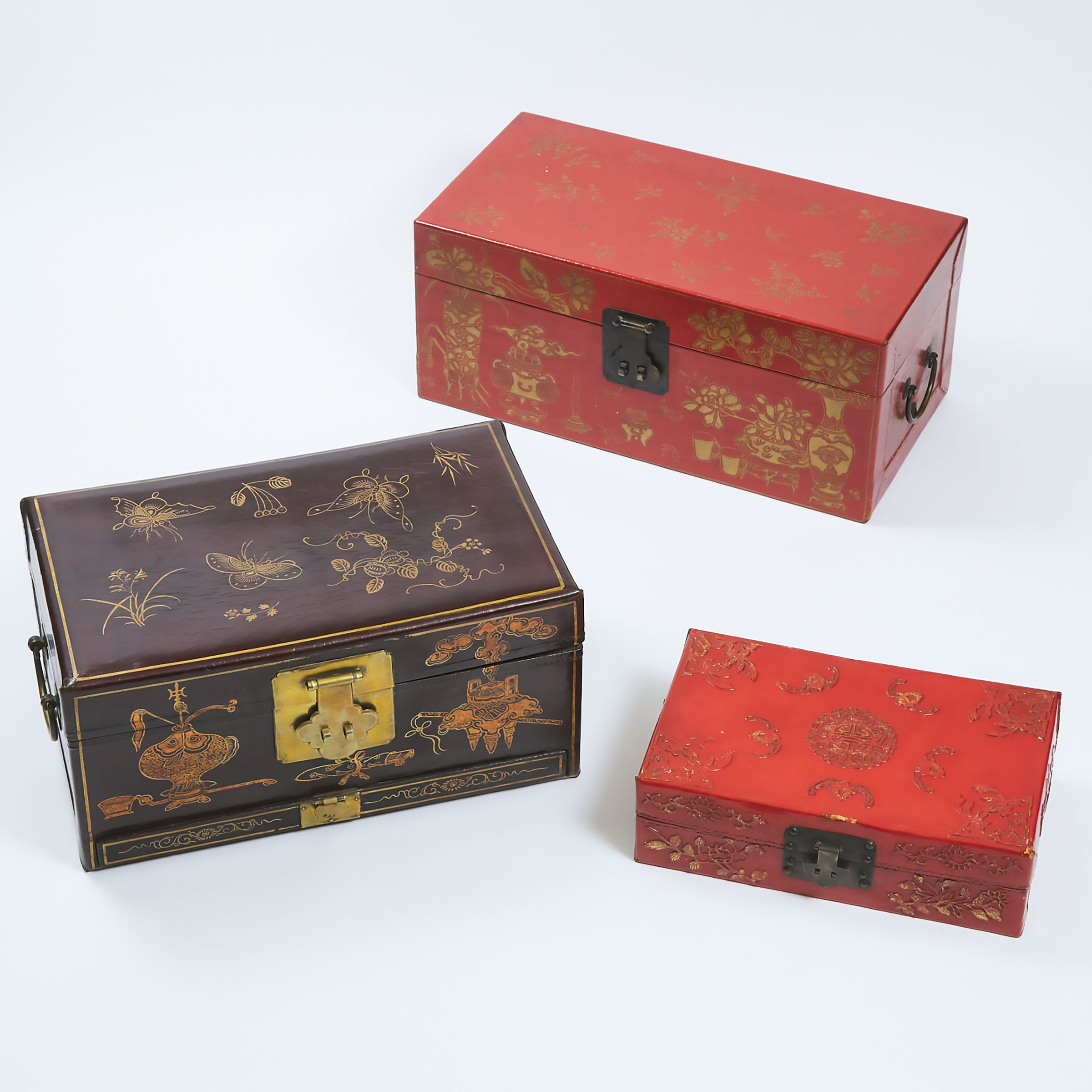 A Group of Three Chinese Parcel-Gilt