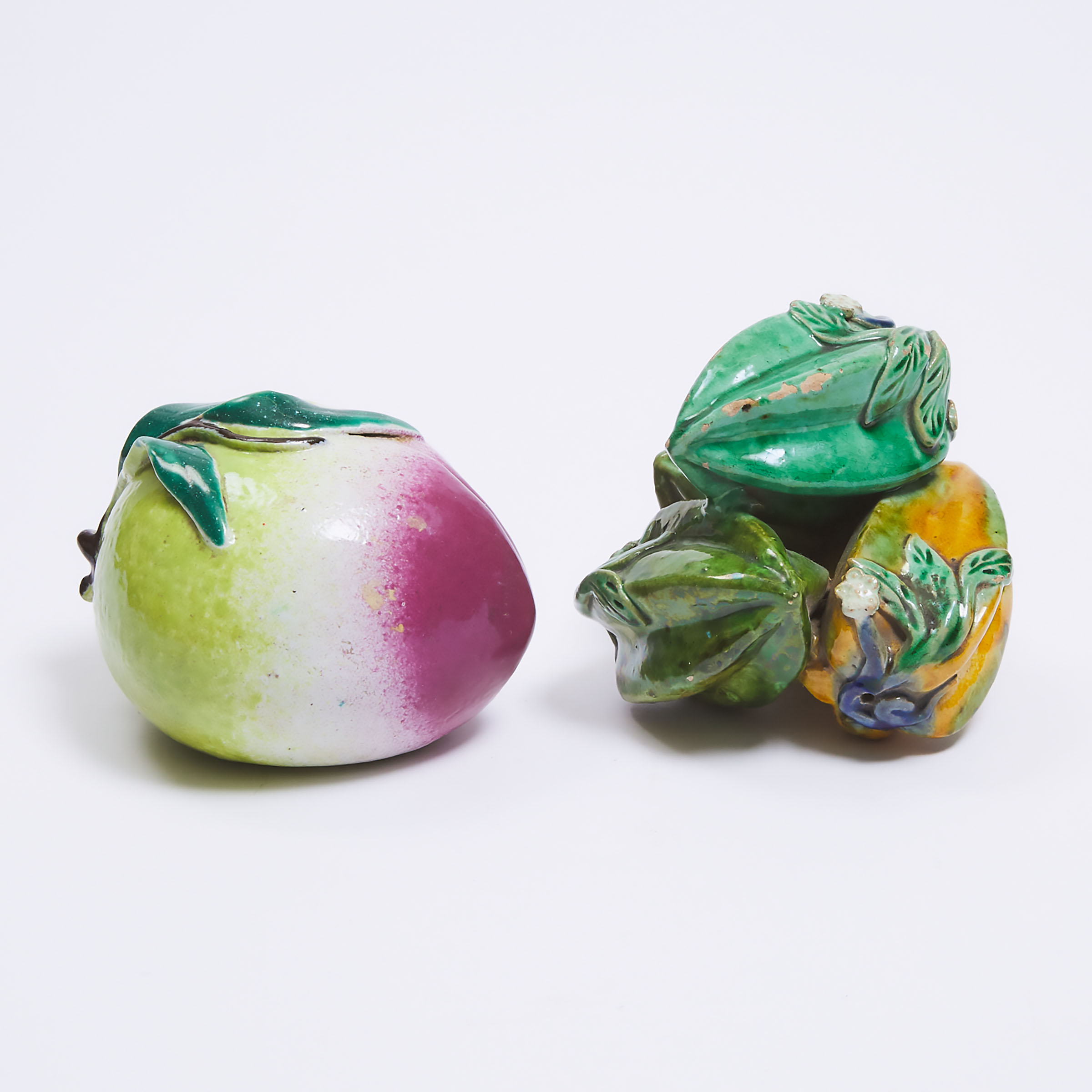 Two Chinese Glazed Ceramic Fruits,