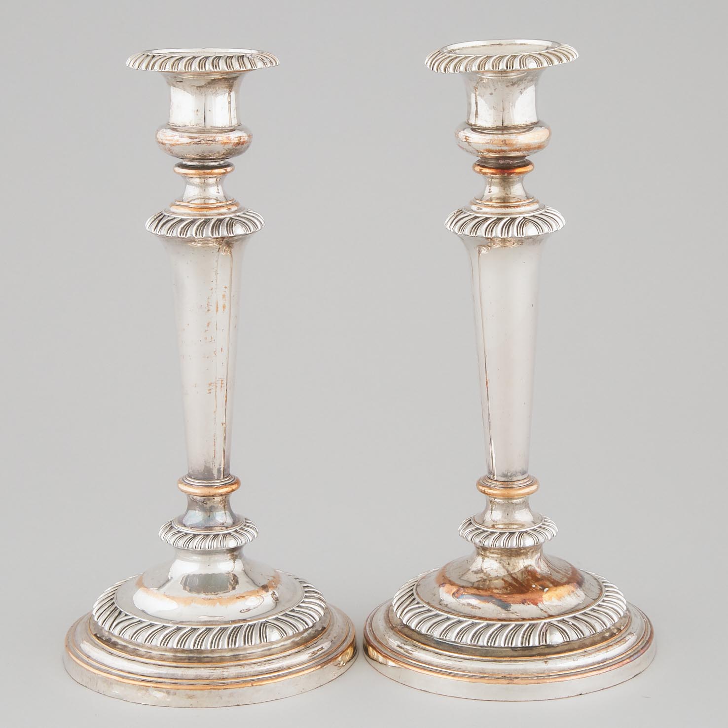 Pair of Old Sheffield Plate Table Candlesticks,