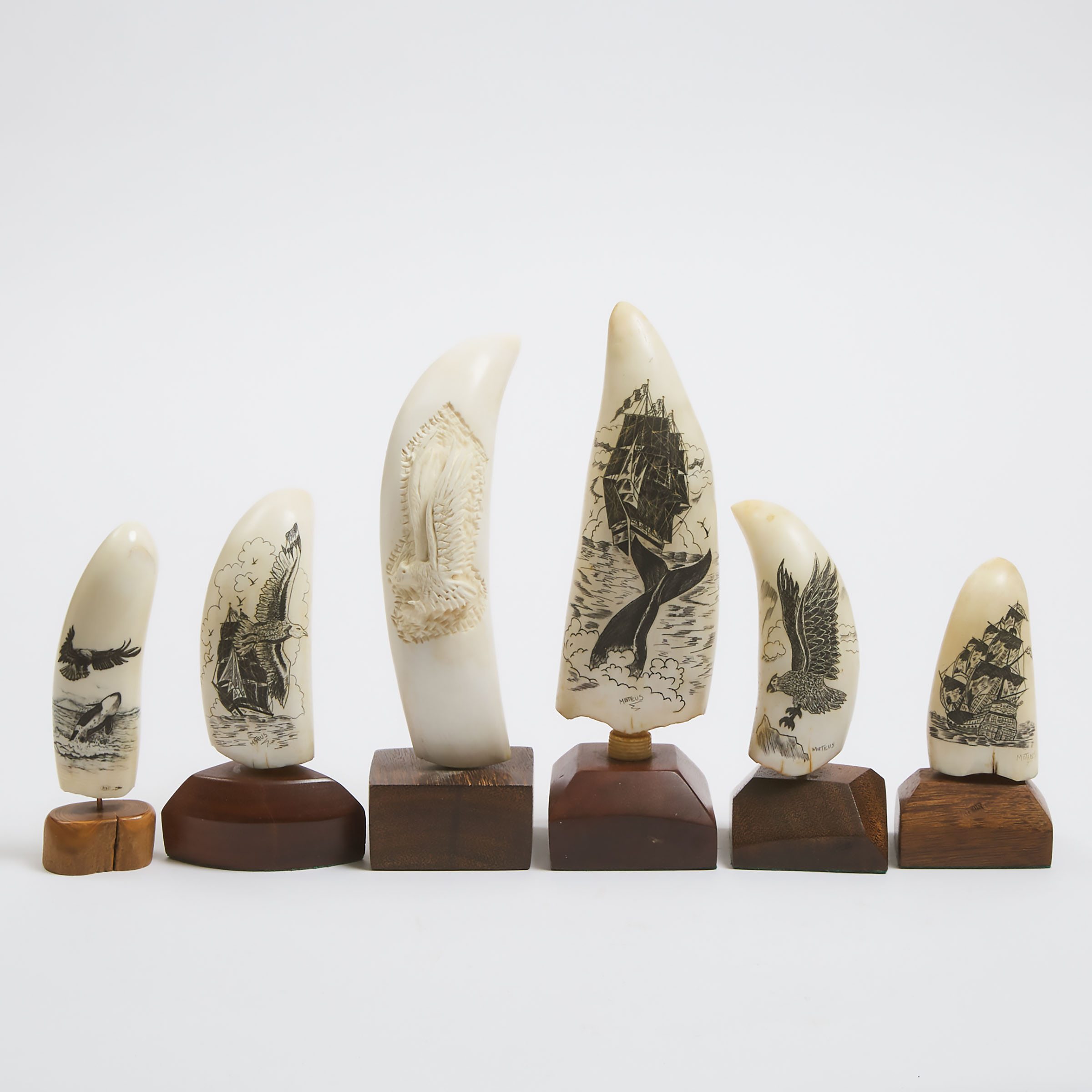 Six Scrimshawed or Carved Whale 3ac32e