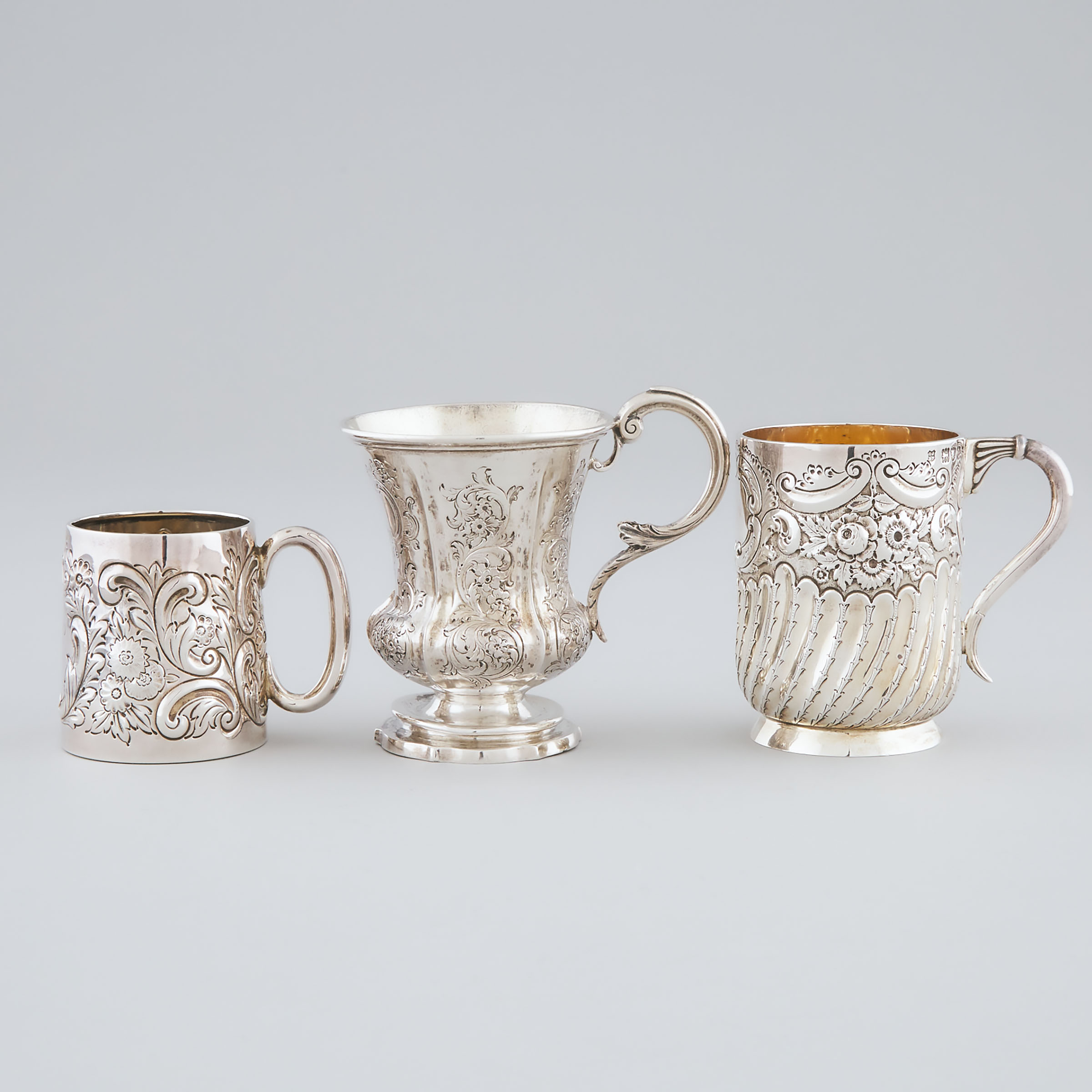 Three Victorian Silver Mugs, A.G.