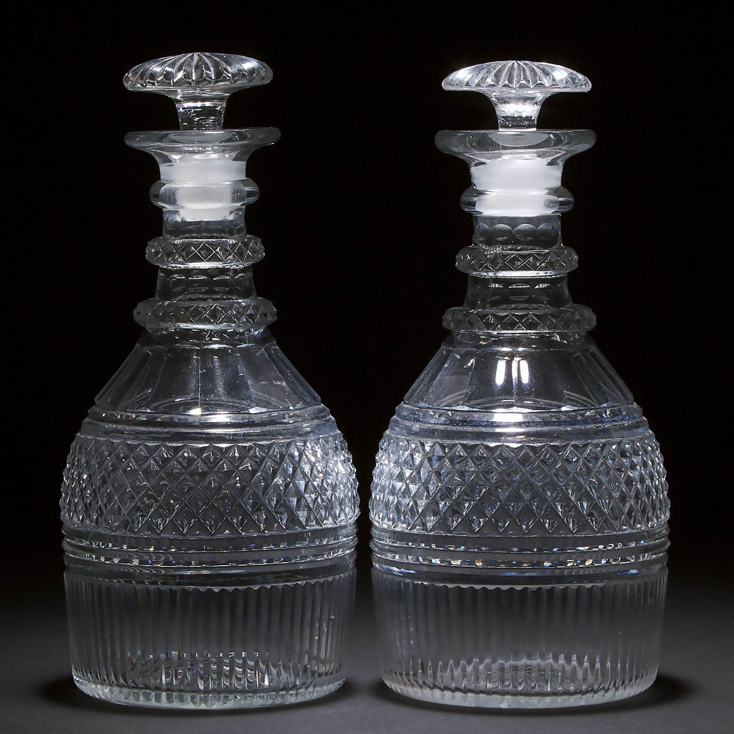 Pair of Anglo-Irish Cut Glass Decanters,