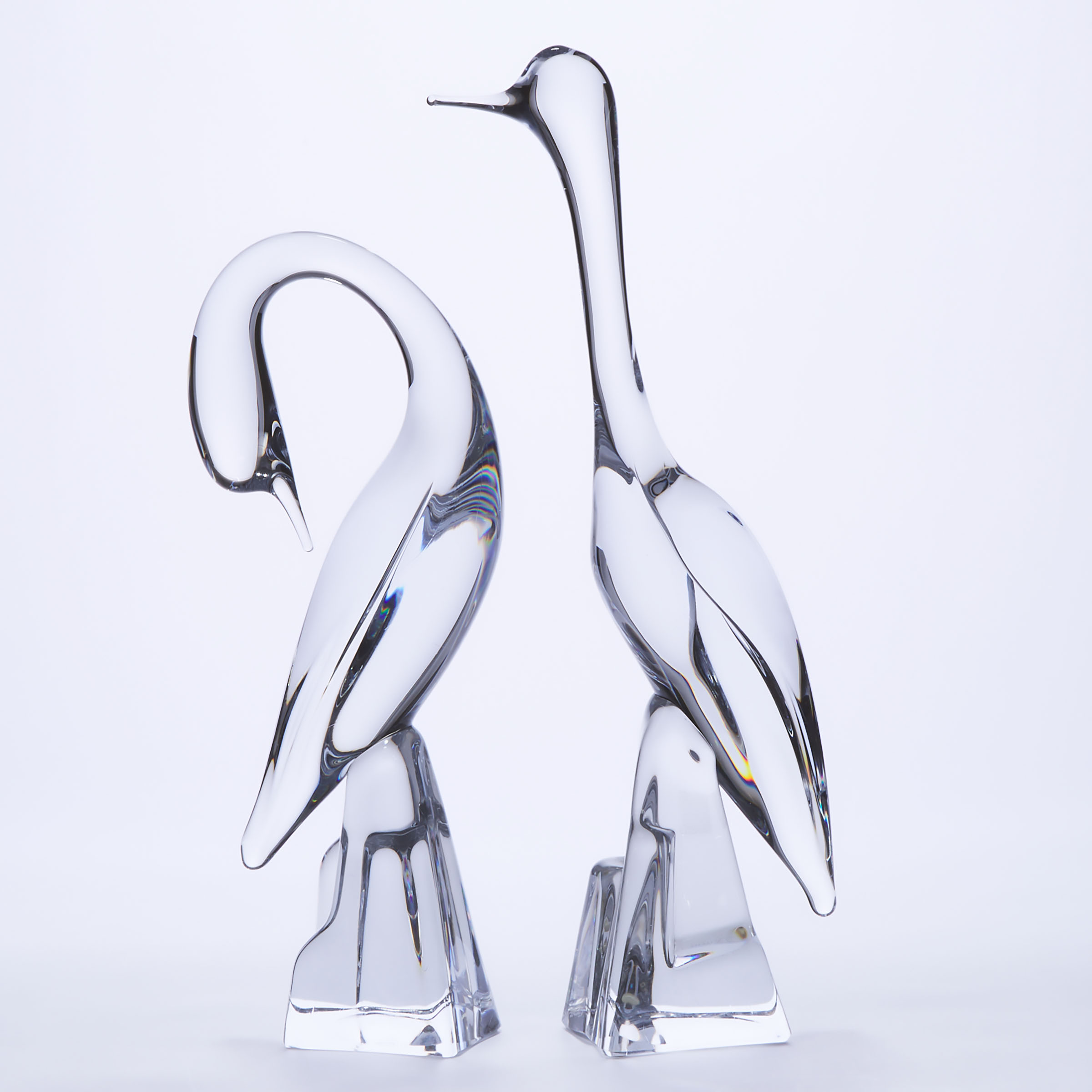 Pair of Daum Glass Models of Herons  3ac3b6