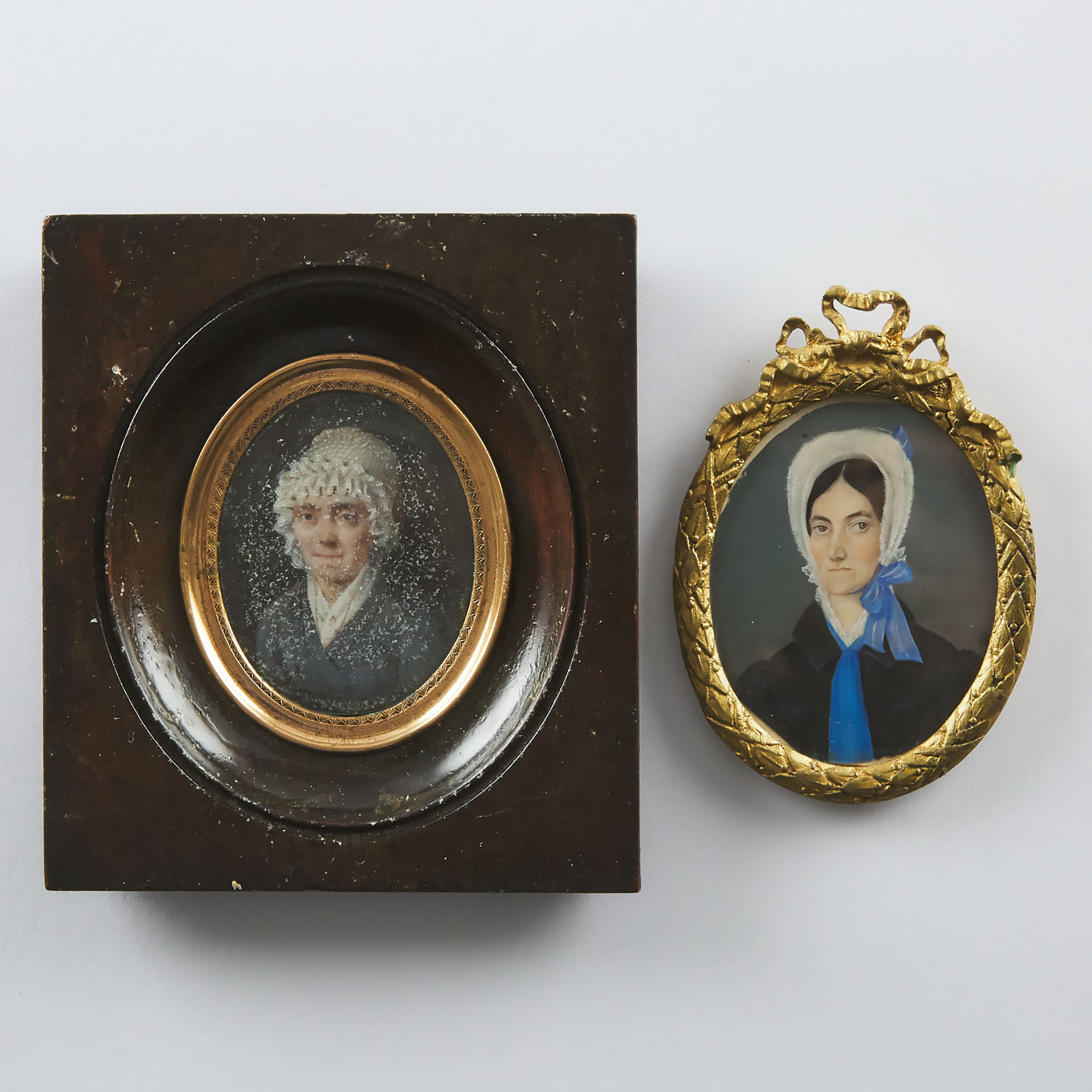 Two Portrait Miniatures of Ladies,