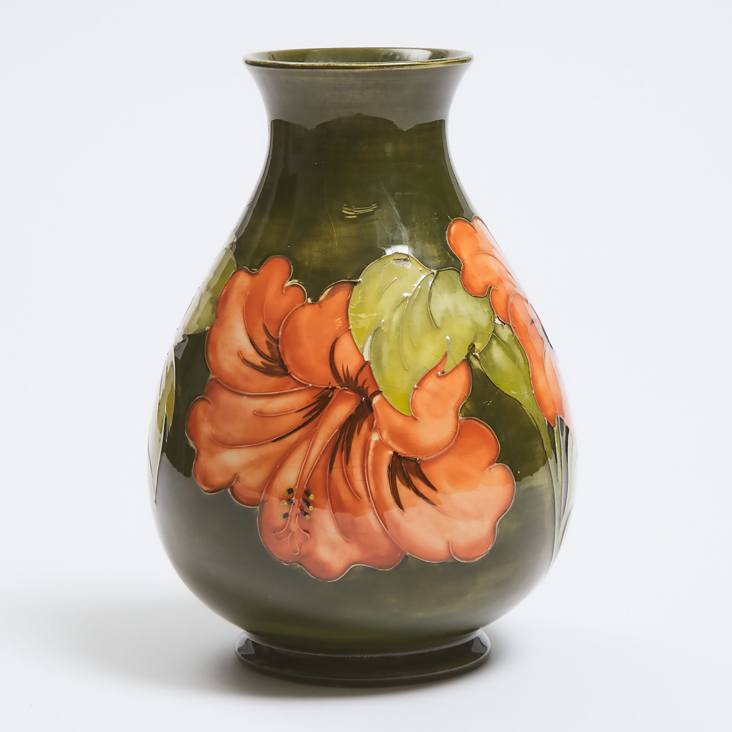 Moorcroft Coral Hibiscus Vase  3ac464