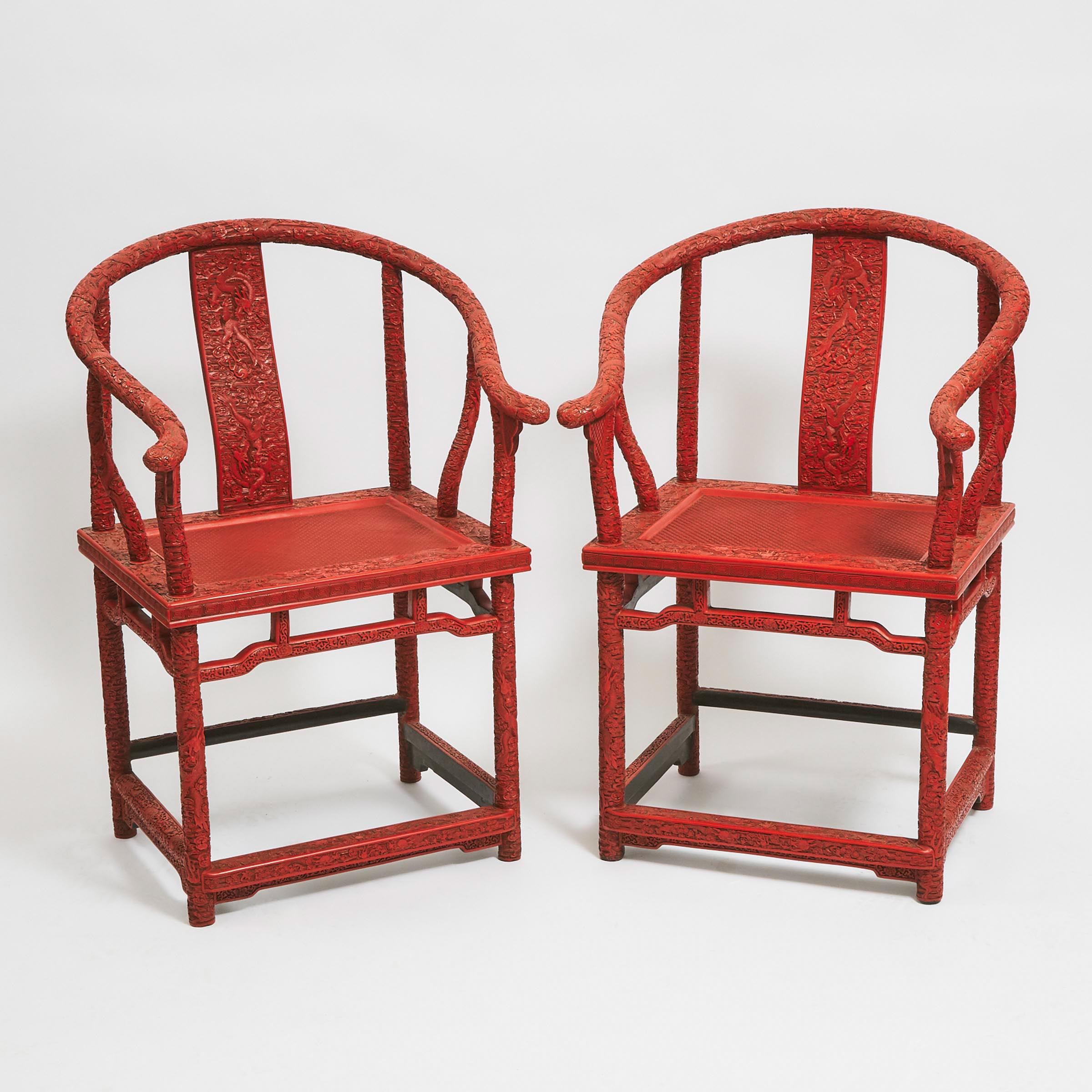A Finely Carved Pair of Cinnabar 3ac470